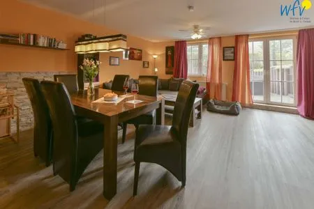 Wohnzimmer Haus Dünenrose Ferienwohnung Klabautermann