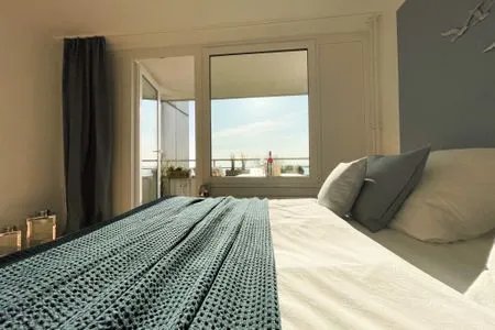 Bett Moderne Ferienunterkunft mit Meerblick in Eckernförde 'KiekUt'
