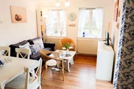 Wohnzimmer in der Ferienwohnung Hopelfask in Süddorf auf Amrum Hüs Sanskiin Ferienwohnung *Hopelfask*