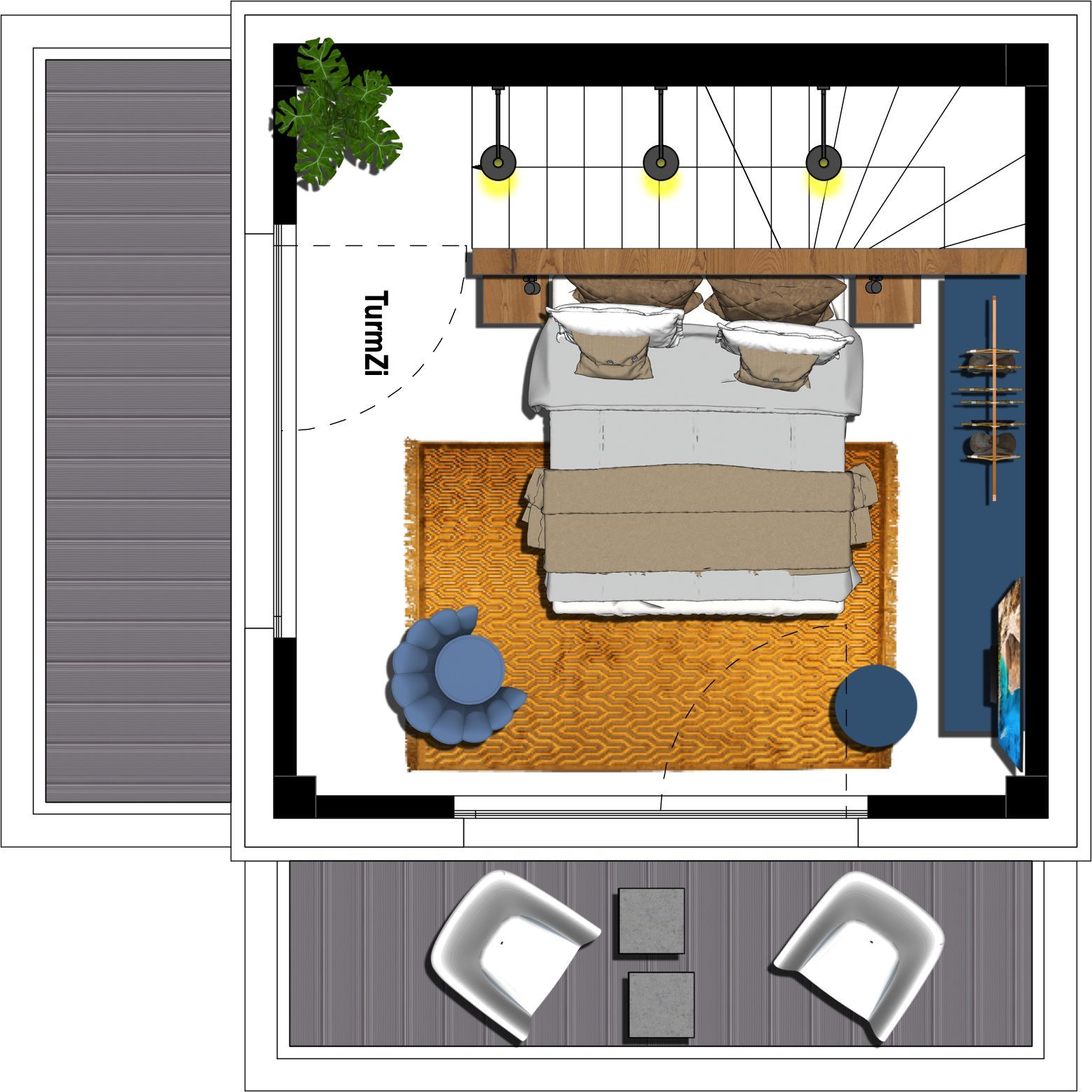 Kaiservillen Heringsdorf Ferienwohnung mit 1 Schlafzimmer und Balkon zur Seeseite (S16) Insel Usedom - Grundriss