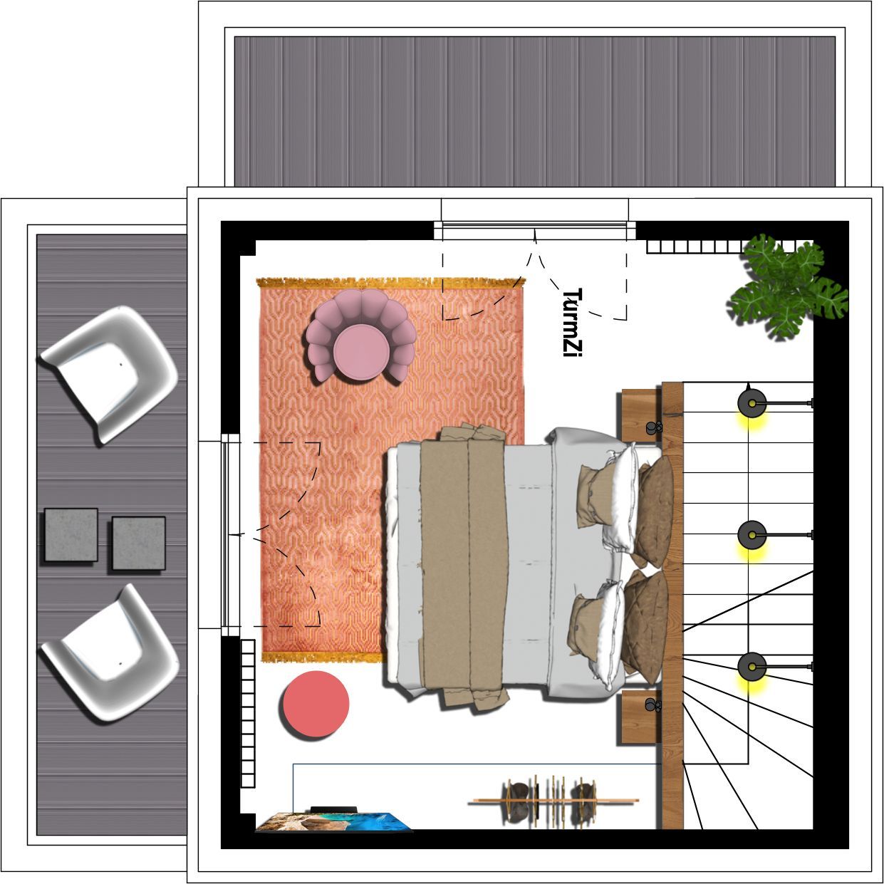 Kaiservillen Heringsdorf Ferienwohnung mit 2 Schlafzimmern und Terrasse (S21) Insel Usedom - Grundriss