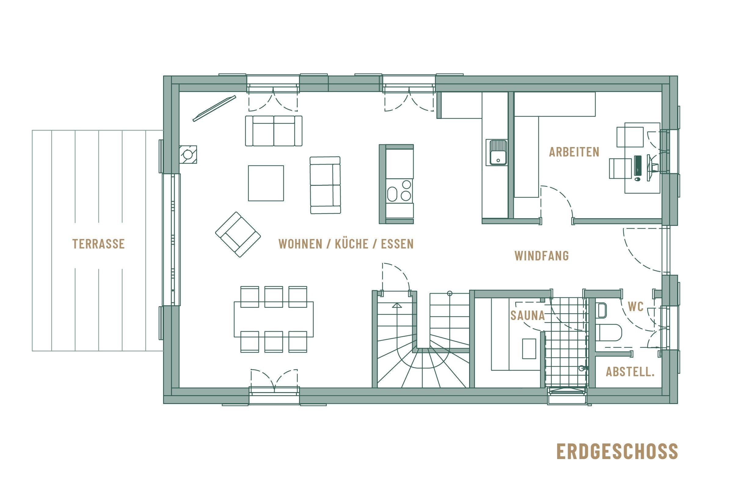 Luxus Reetdachvilla mit 3 Schlafzimmern, Sauna und Kamin (E17) - Grundriss
