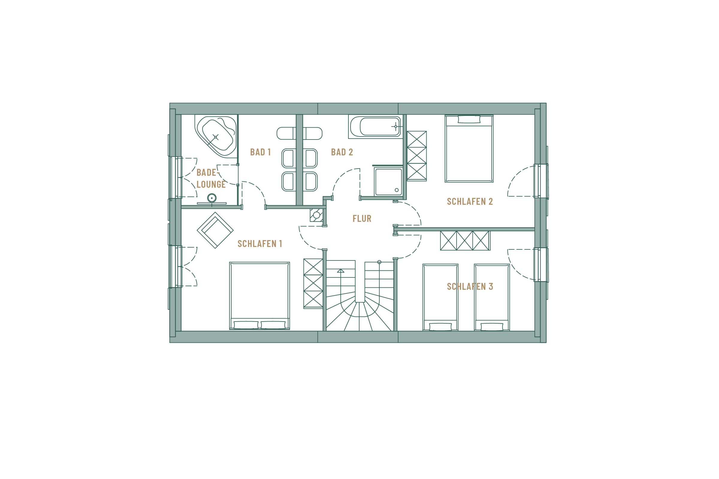 Luxus Reetdachvilla mit 3 Schlafzimmern, Sauna und Kamin (F22) - Grundriss