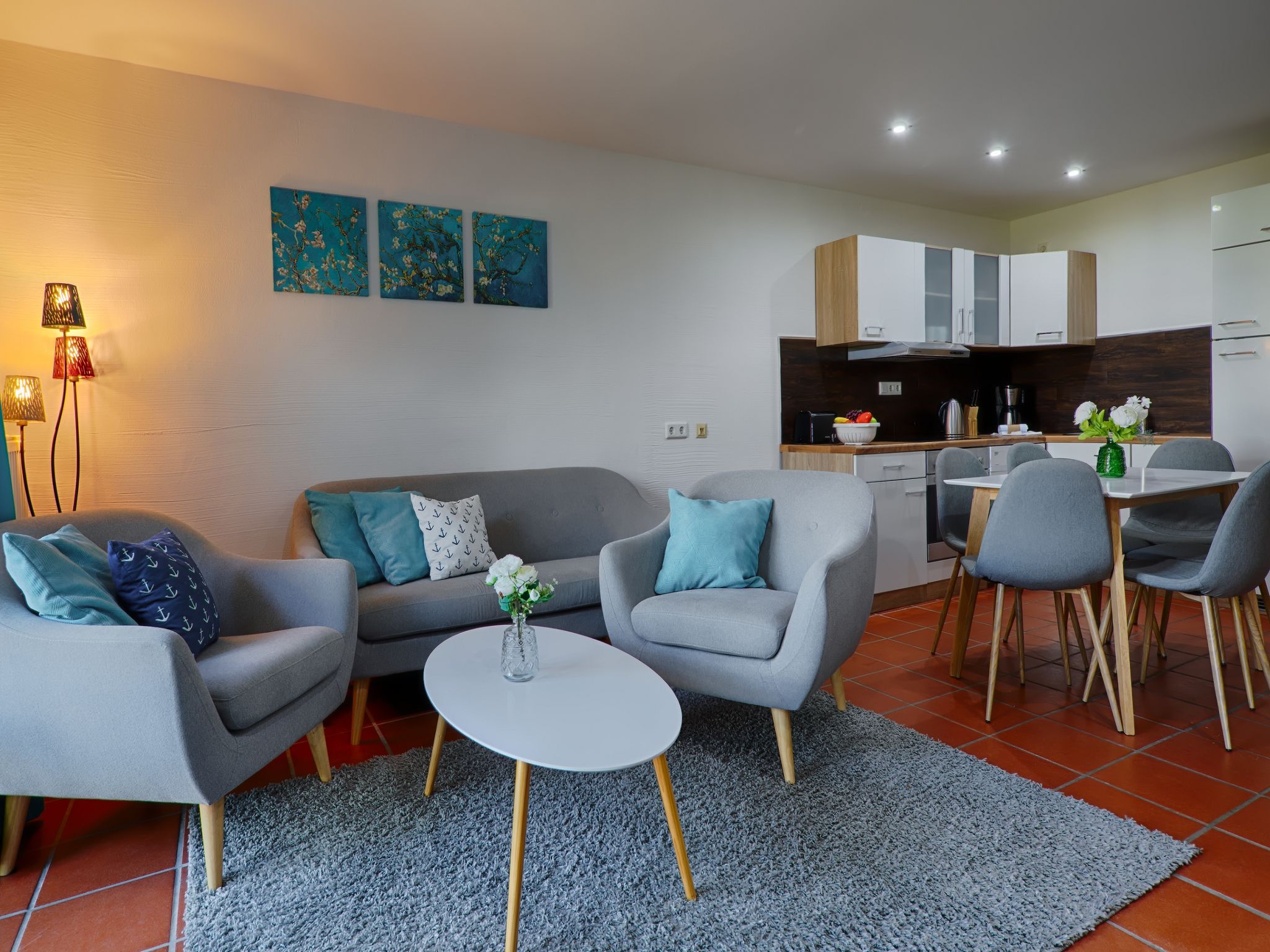 Feriendorf Rugana Klassik Ferienwohnung mit 2 Schlafzimmern und 2 Terrassen (D55) Insel Rügen - Wohnzimmer