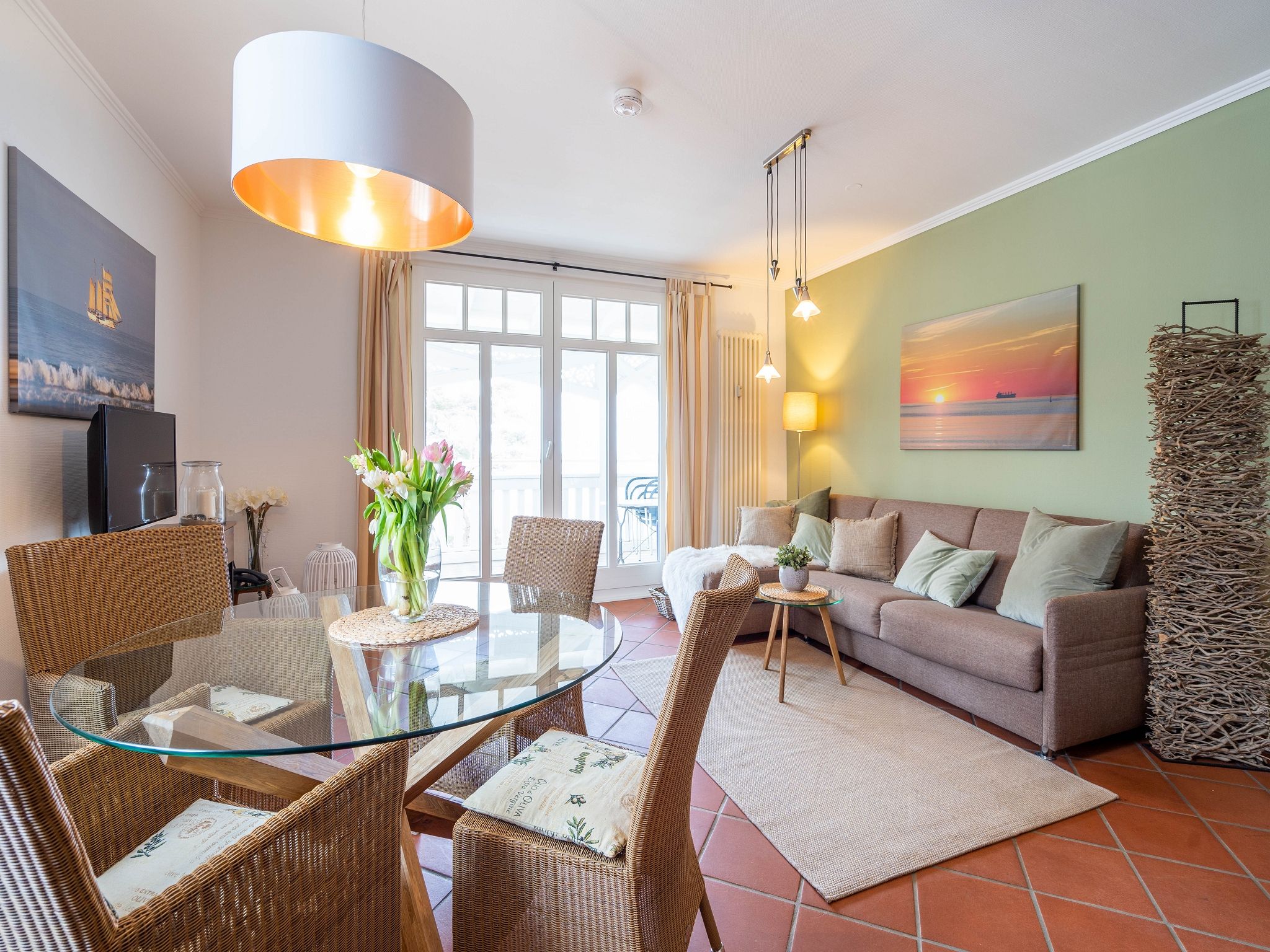 Strandvillen Binz Ferienwohnung mit Meerblick, 1 Schlafzimmer und Balkon (SV/769) Insel Rügen - Wohnzimmer