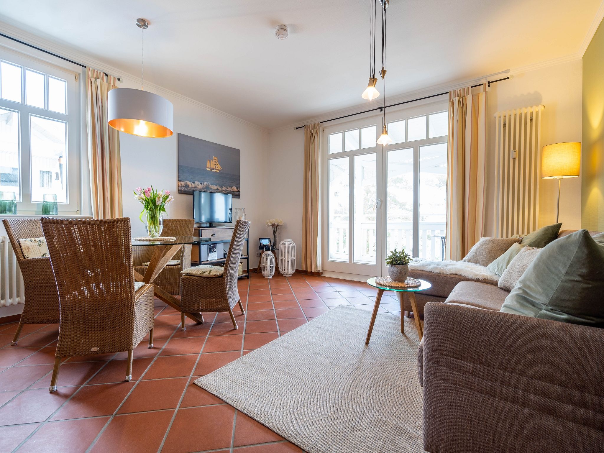Strandvillen Binz Ferienwohnung mit Meerblick, 1 Schlafzimmer und Balkon (SV/769) Insel Rügen - Wohnzimmer