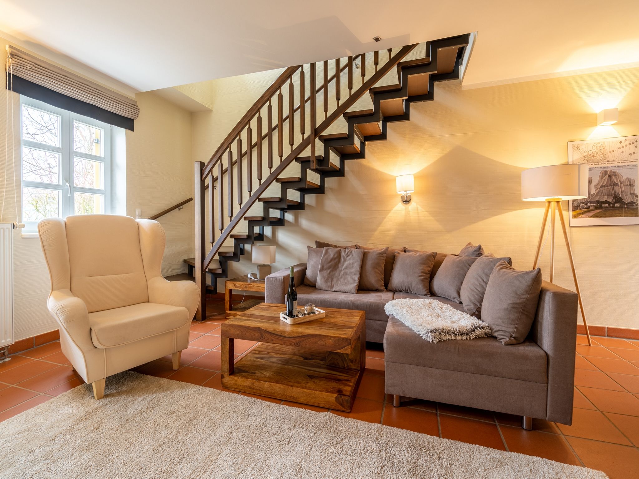 Feriendorf Rugana Komfortplus Ferienwohnung mit 2 Schlafzimmern und Terrasse (D10) Insel Rügen - Wohnzimmer