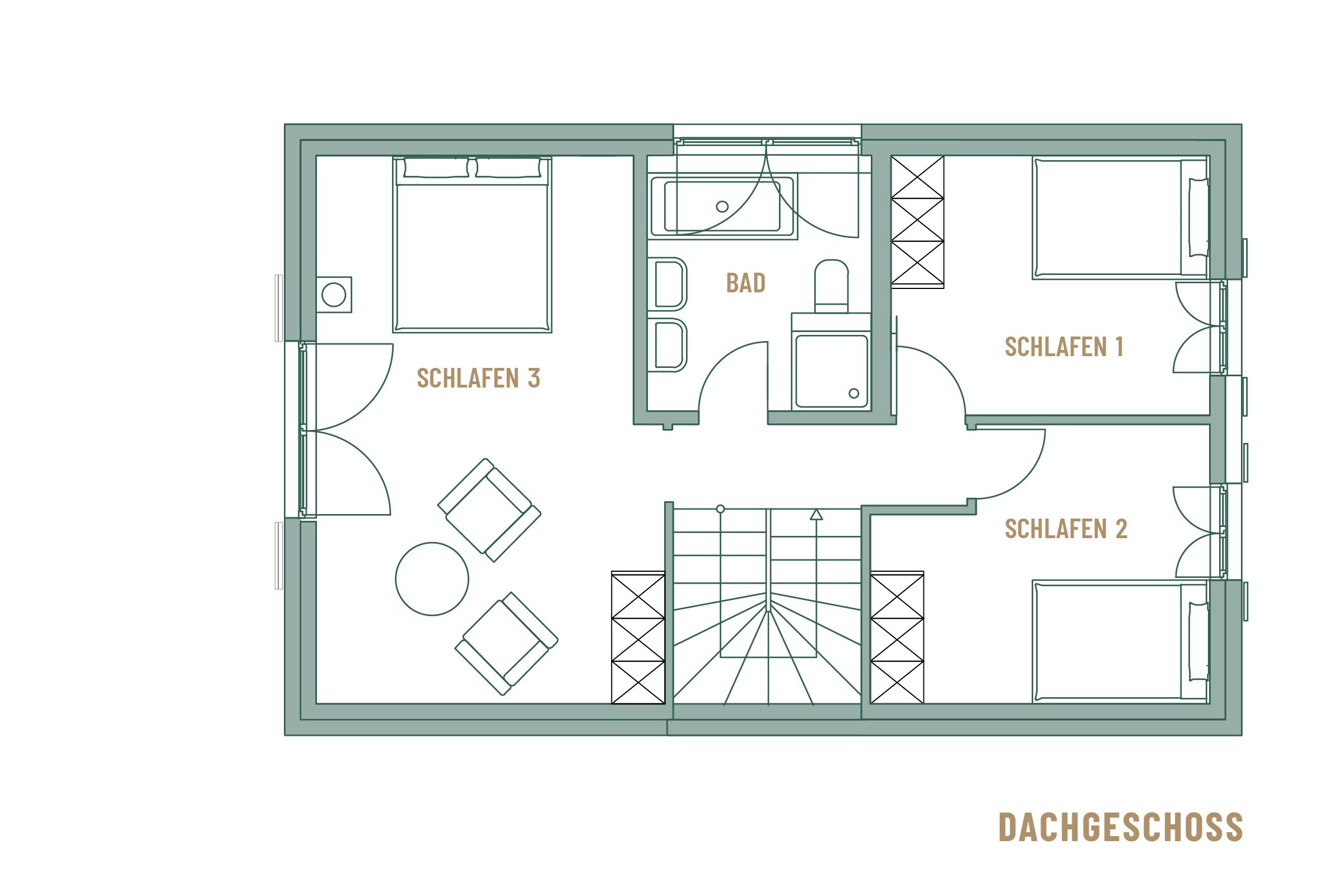 Premium Reetdachvilla mit 3 Schlafzimmern, Sauna und Kamin (F26) - Grundriss