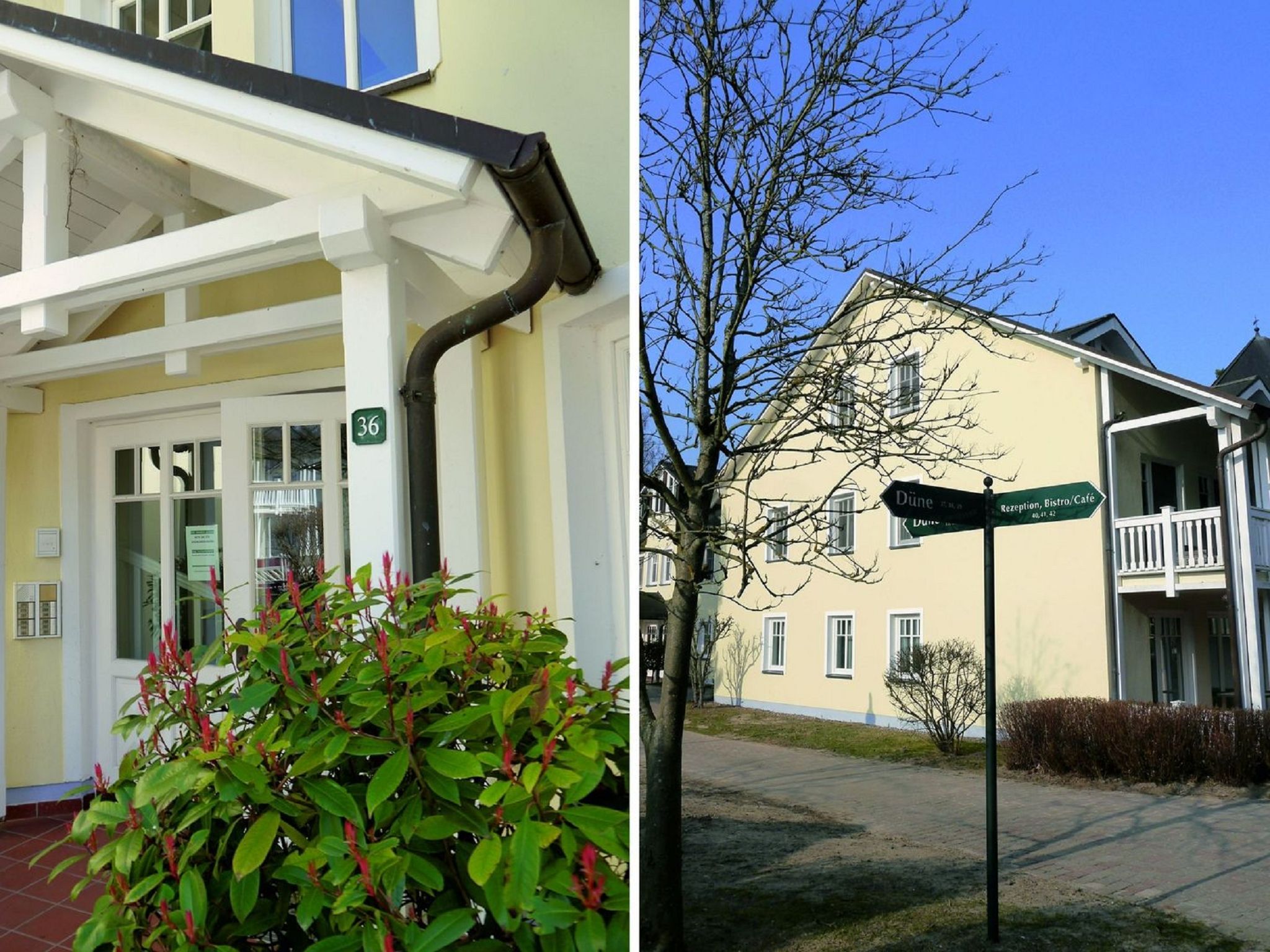 Dünenpark Binz Komfortplus Ferienwohnung mit 2 Schlafzimmern und Balkon im Dachgeschoss (269) Insel Rügen - Fassade / Eingang