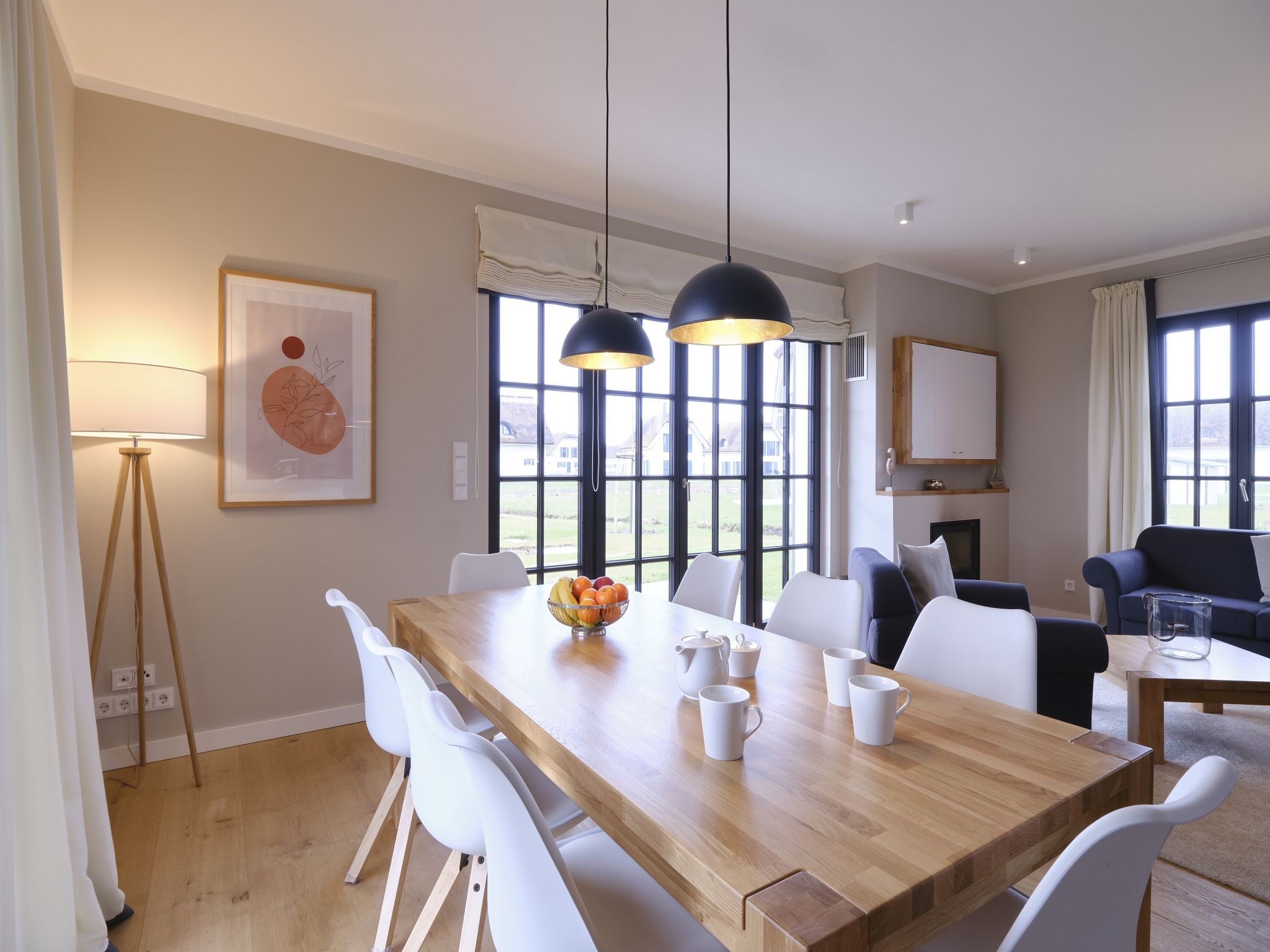 Luxus Reetdachvilla mit 3 Schlafzimmern, Sauna und Kamin (G05) - Wohnzimmer