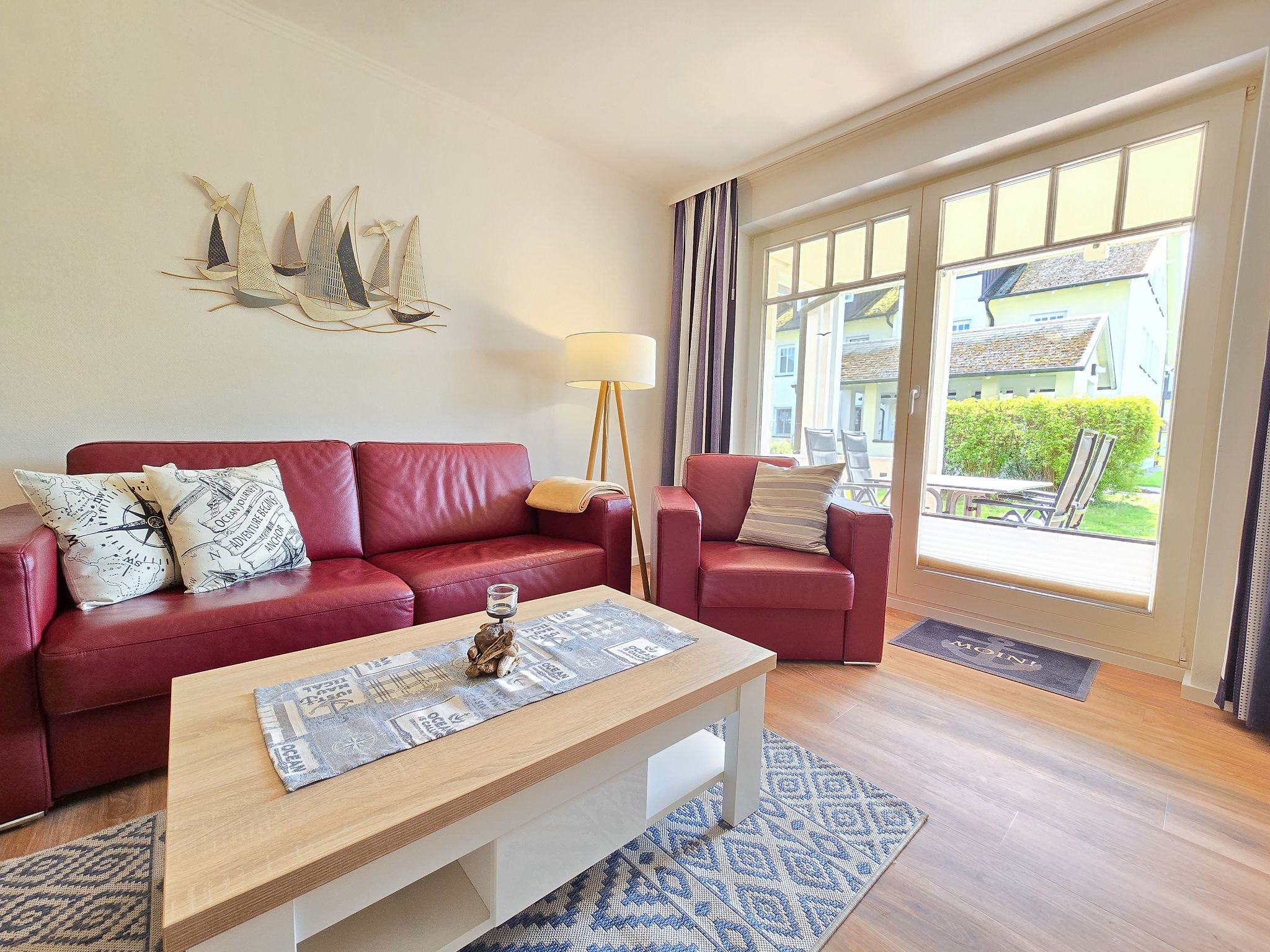 Dünenpark Binz Komfortplus Ferienwohnung mit 1 Schlafzimmer und Terrasse im Erdgeschoss (212) Insel Rügen - Wohnzimmer