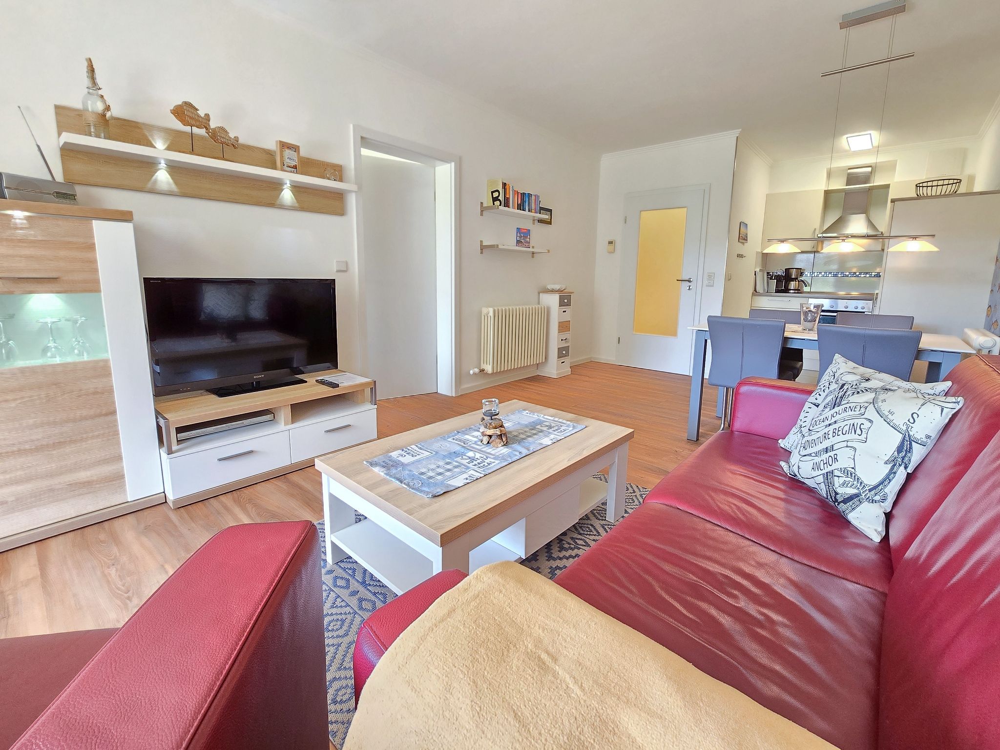 Dünenpark Binz Komfortplus Ferienwohnung mit 1 Schlafzimmer und Terrasse im Erdgeschoss (212) Insel Rügen - Wohnzimmer