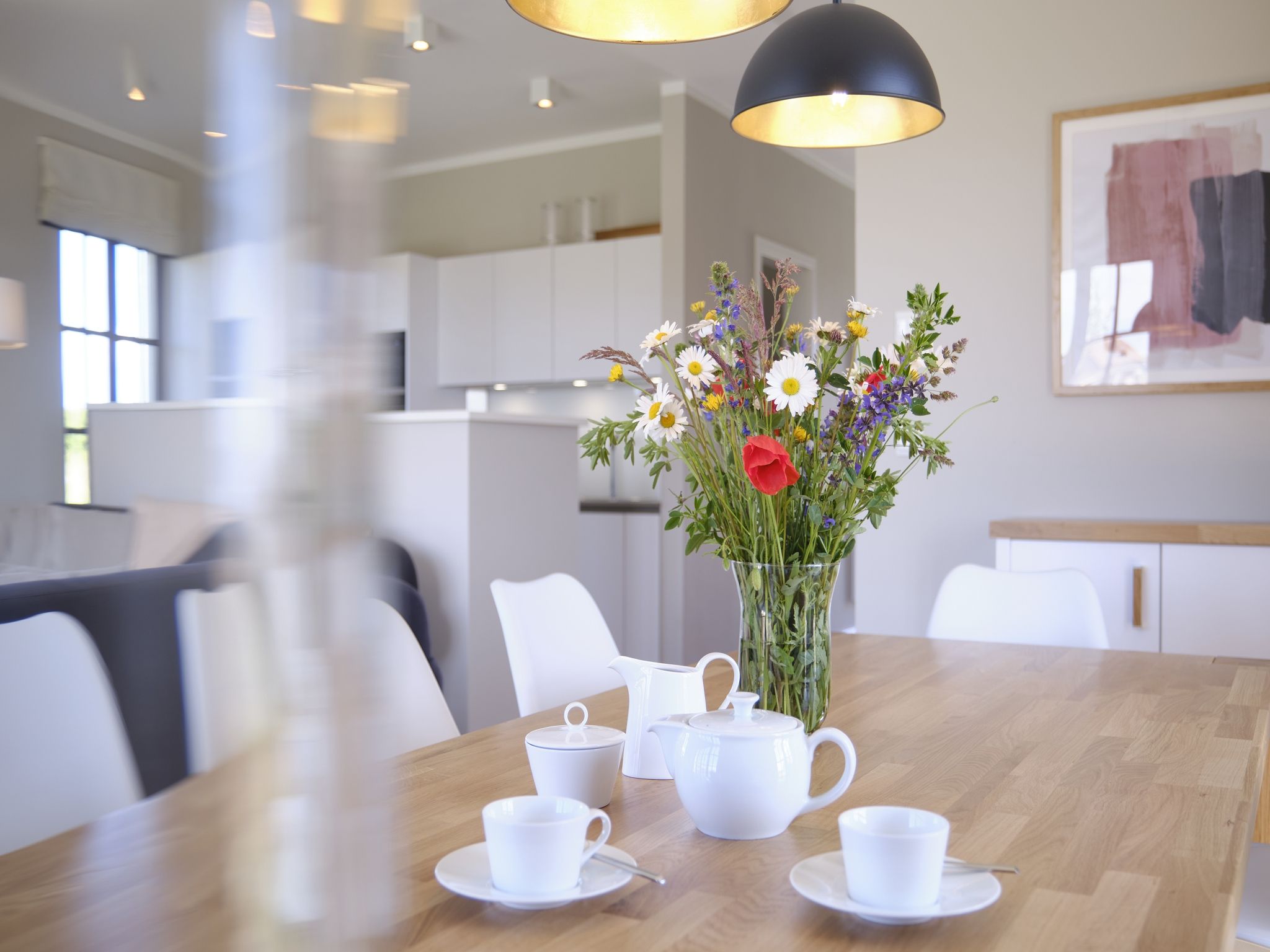 Luxus Reetdachvilla mit 3 Schlafzimmern, Sauna und Kamin (H18) - Wohnzimmer