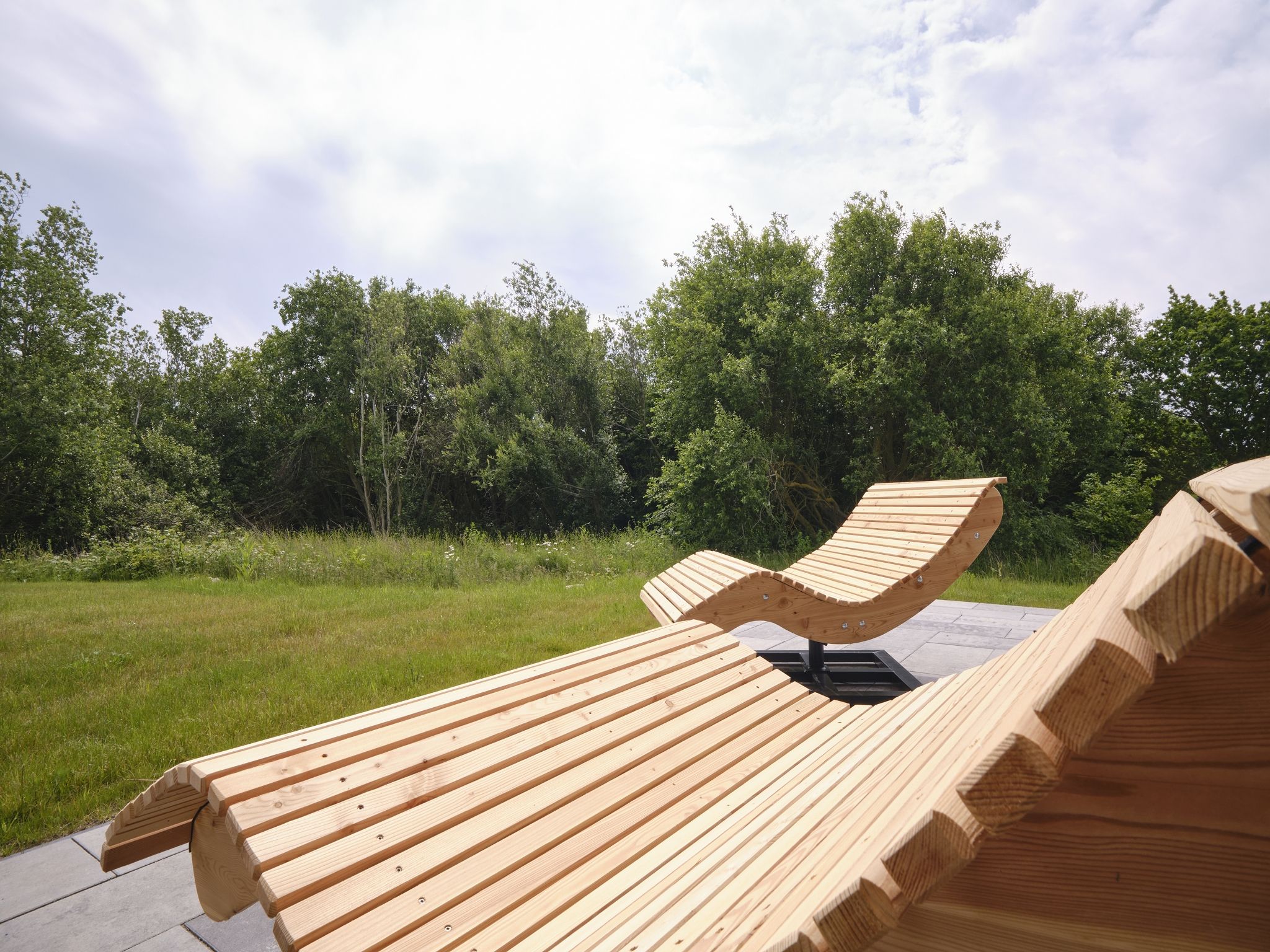 LuxusPlus Reetdachvilla mit 4 Schlafzimmern, Außensauna, Loungebereich und Kamin (H06) - Gartenblick