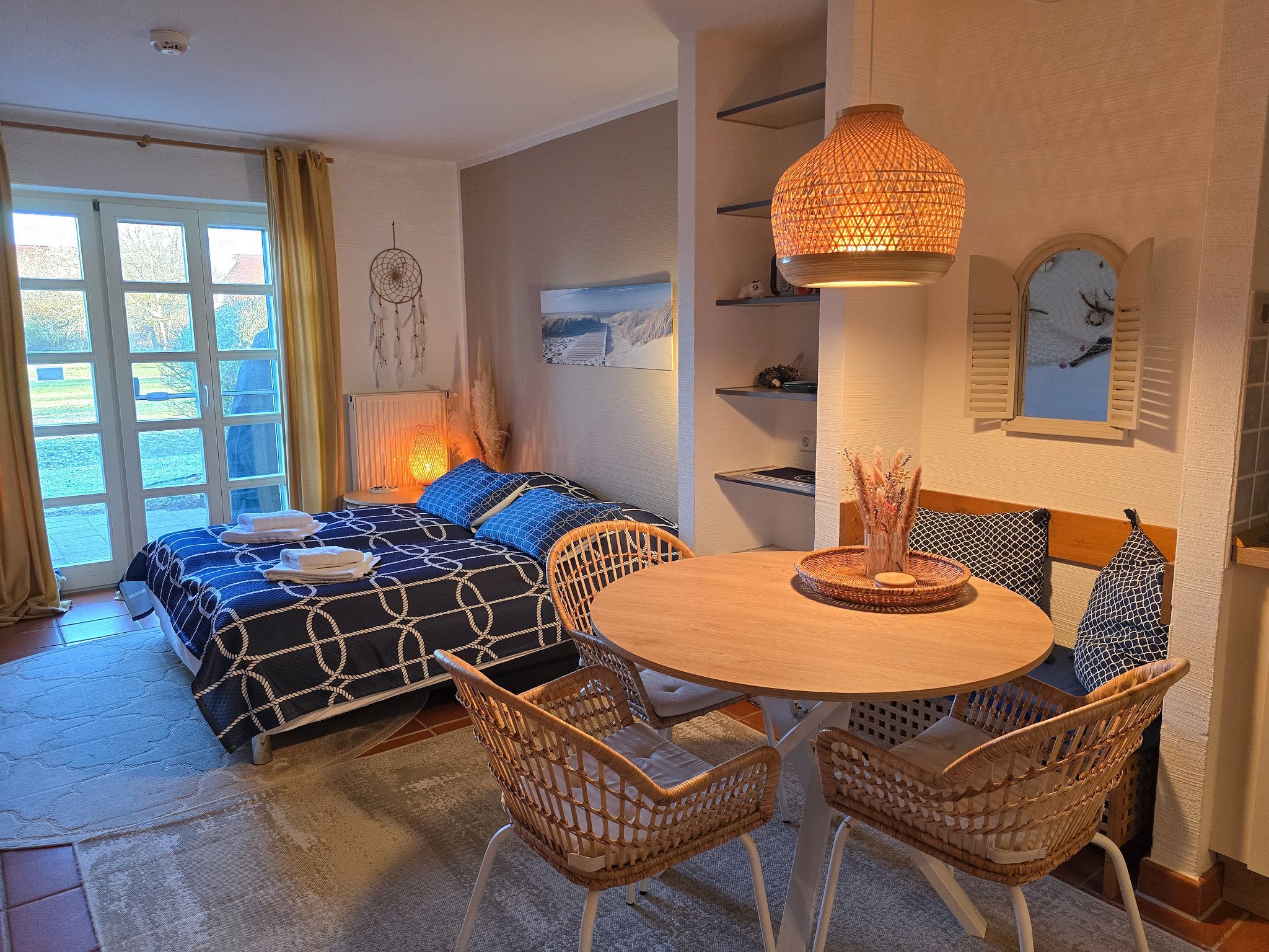 Feriendorf Rugana Komfortplus 1-Raum Ferienwohnung mit Terrasse Insel Rügen - Wohnzimmer