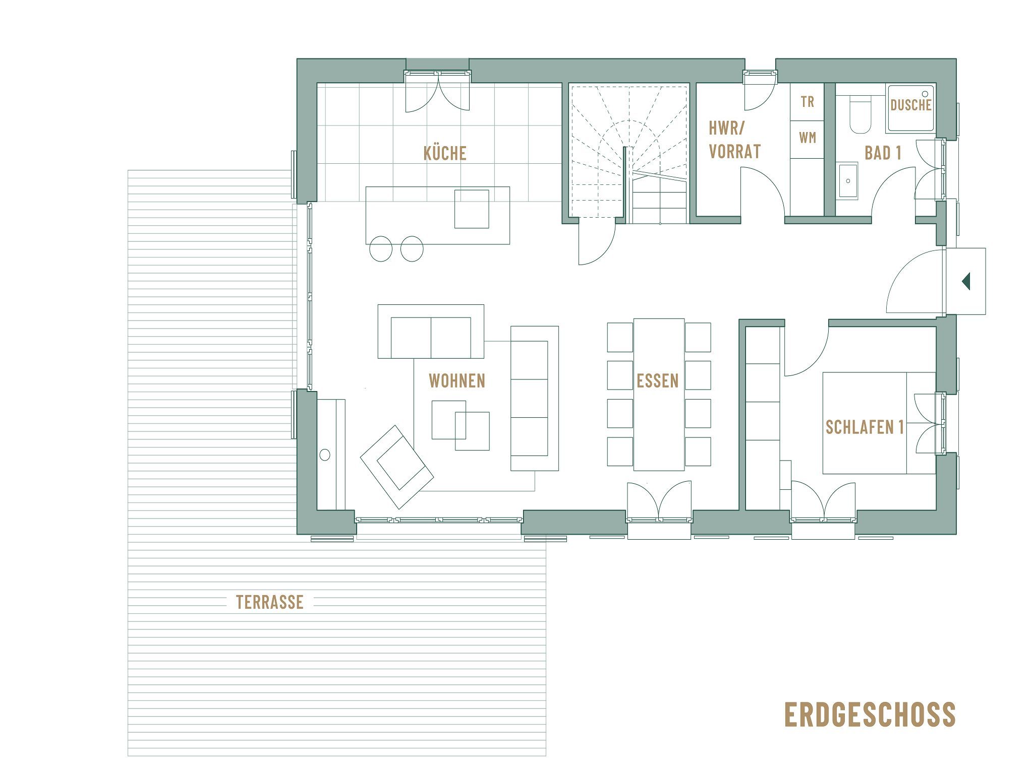 LuxusPlus Reetdachvilla mit 4 Schlafzimmern, Außensauna, Loungebereich und Kamin (G07) - Grundriss