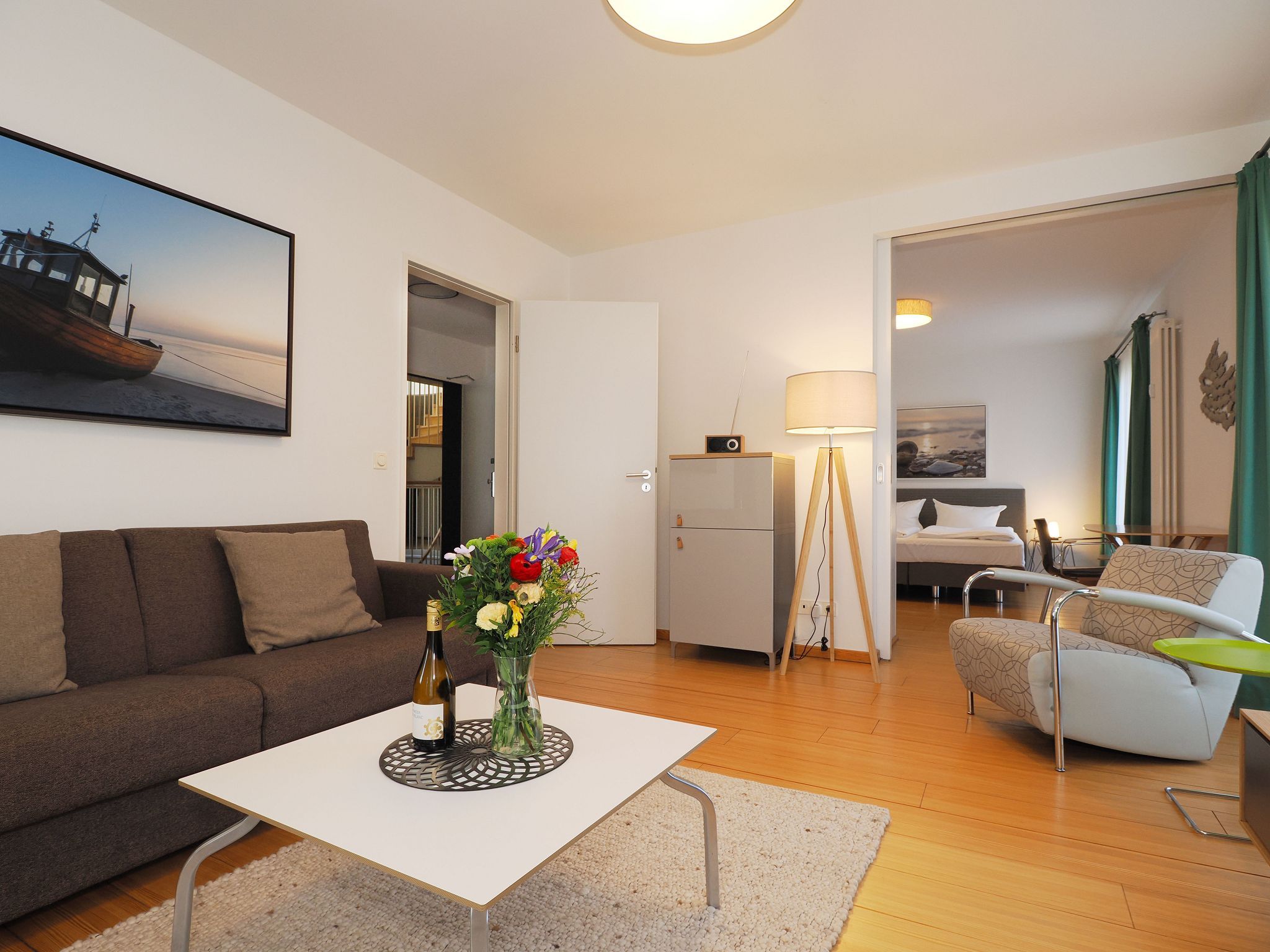 Kaiservillen Heringsdorf Ferienwohnung mit 1 Schlafzimmer und Balkon (D112) Insel Usedom - Wohnzimmer