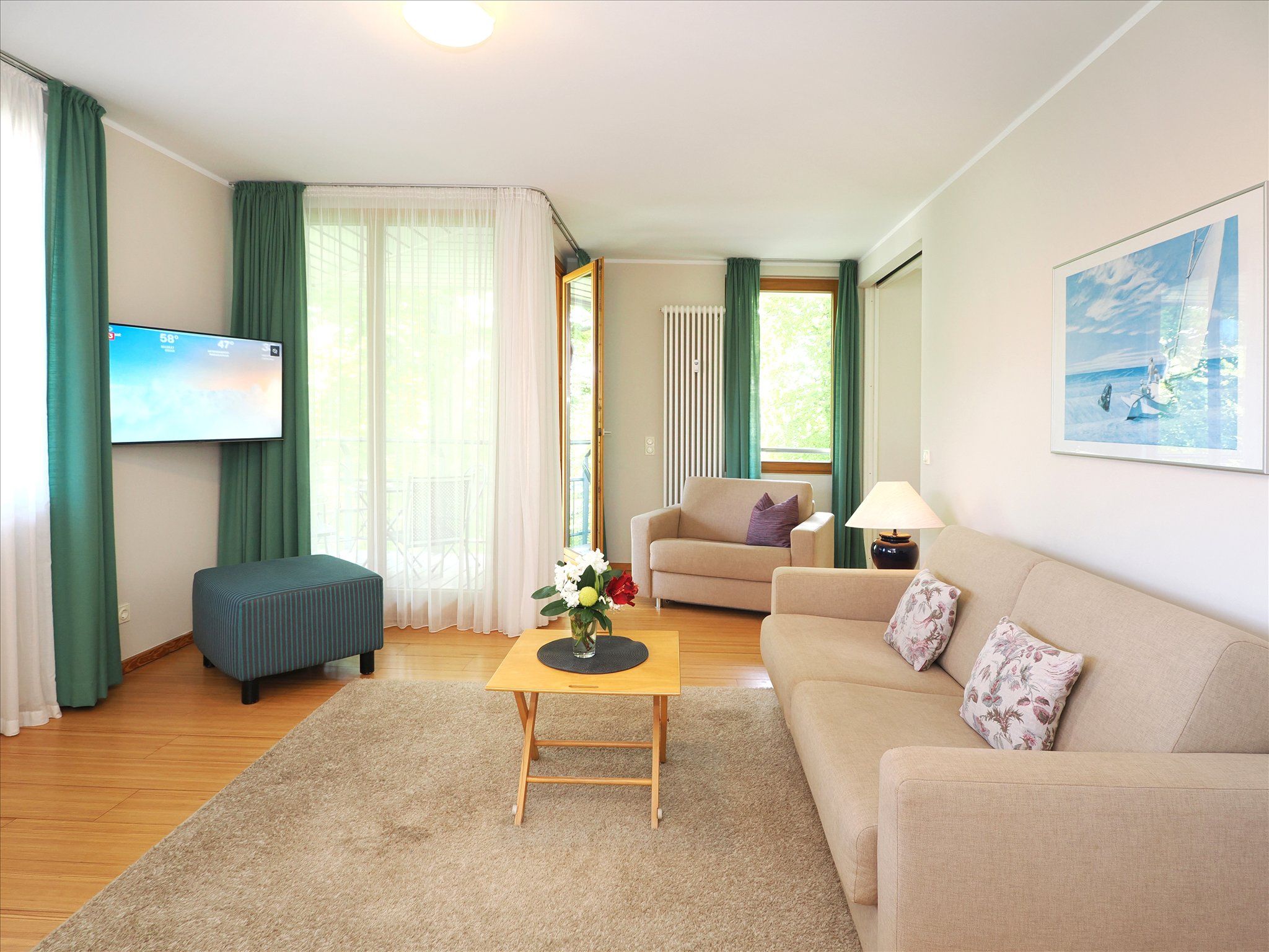 Kaiservillen Heringsdorf Ferienwohnung mit 1 Schlafzimmer und Balkon (D133) Insel Usedom - Wohnzimmer