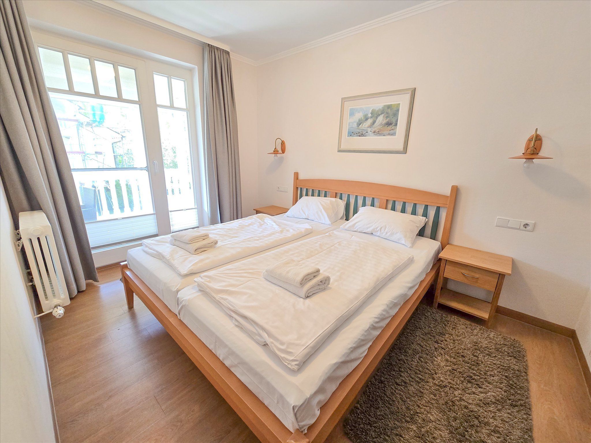 Dünenpark Binz Klassik Ferienwohnung mit 2 Schlafzimmern und Balkon im Obergeschoss (065) Insel Rügen - Schlafzimmer