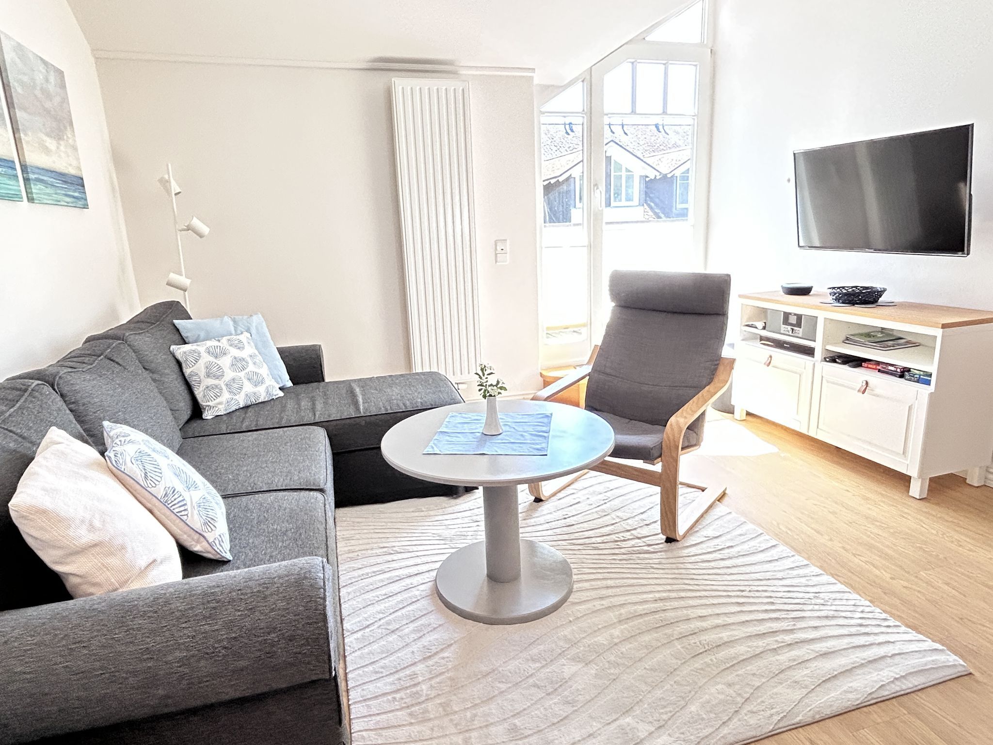 Dünenpark Binz Komfortplus Ferienwohnung mit 2 Schlafzimmern und Balkon im Dachgeschoss (269) Insel Rügen - Wohnzimmer