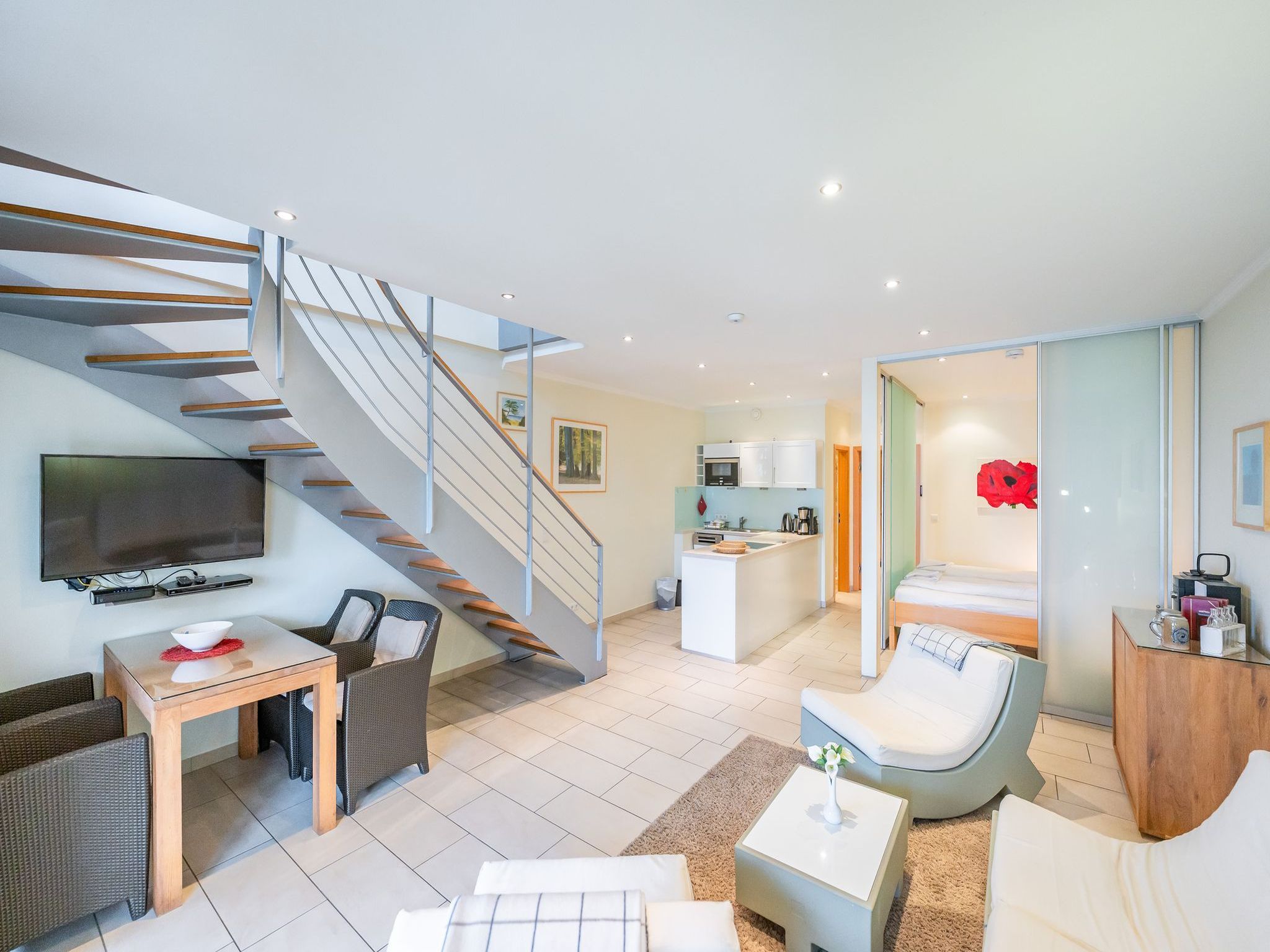 Strandvillen Binz Ferienwohnung mit Meerblick, 2 Schlafzimmern und Balkon (SV/768) Insel Rügen - Wohnzimmer