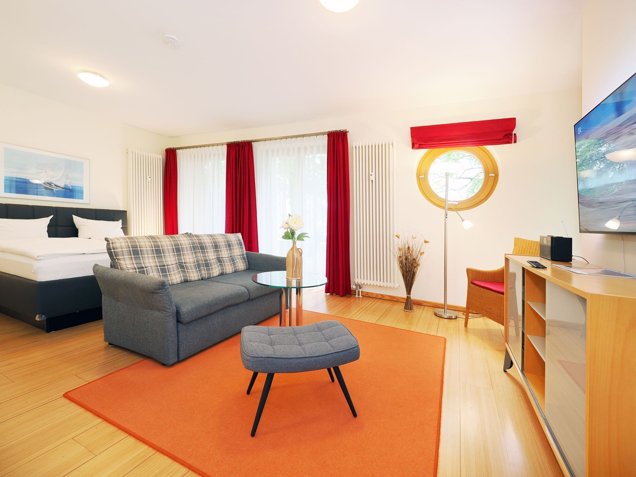 Kaiservillen Heringsdorf 1-Raum-Ferienwohnung mit Terrasse (DG23) Insel Usedom - Wohnzimmer