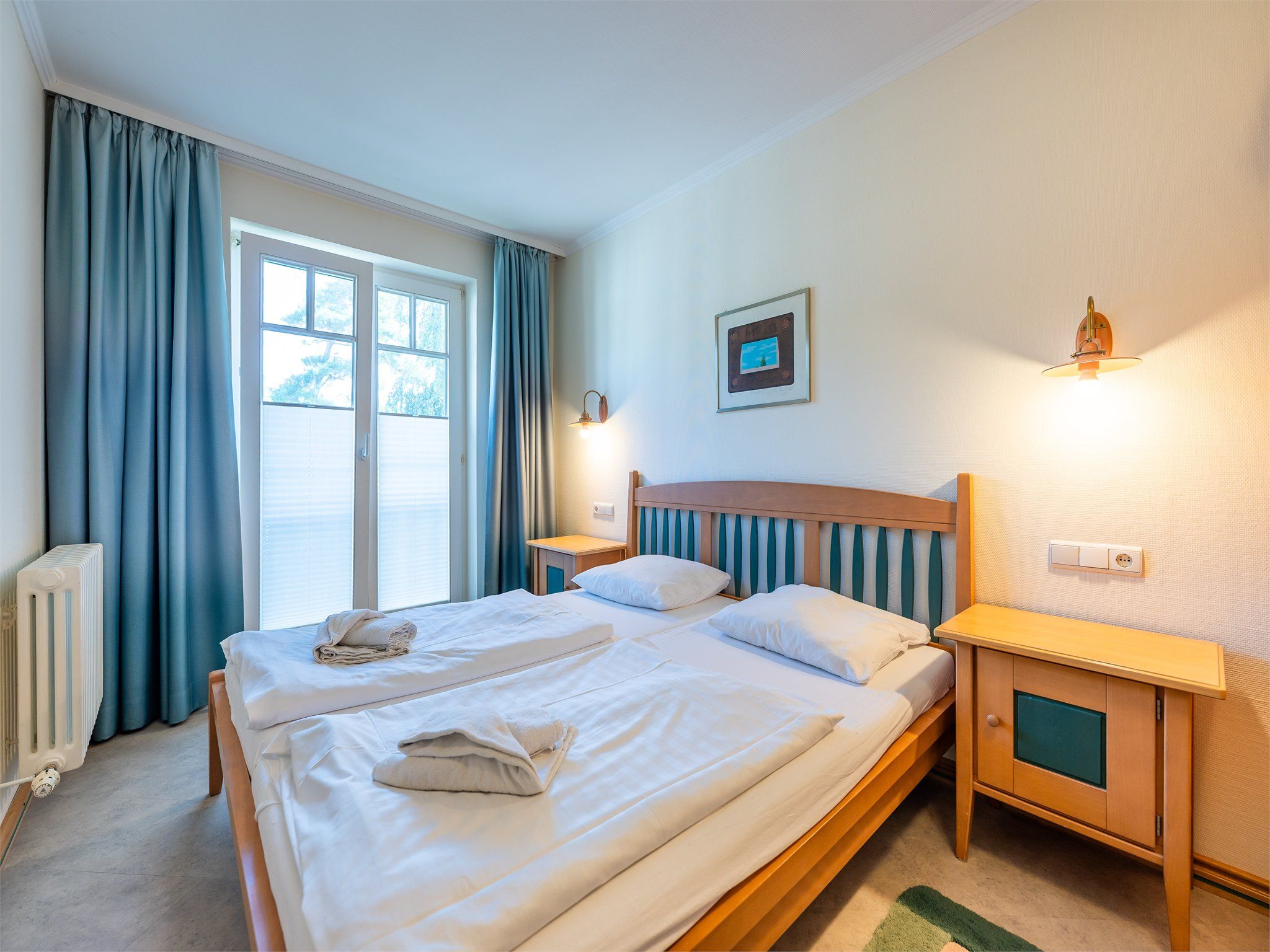 Dünenpark Binz Komfort Ferienwohnung mit 1 Schlafzimmer und Balkon im Dachgeschoss (197) Insel Rügen - Schlafzimmer