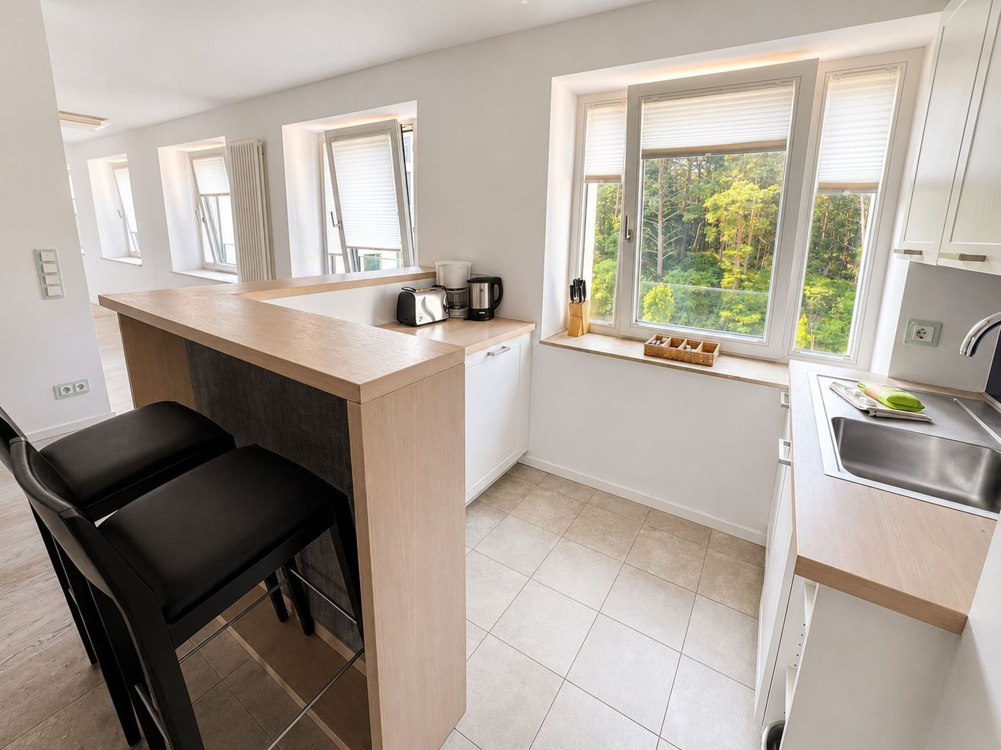 Dünenresidenz Prora Ferienwohnung mit Meerblick, 1 Schlafzimmer und Balkon (NP/312) Insel Rügen - Küche / Küchenzeile