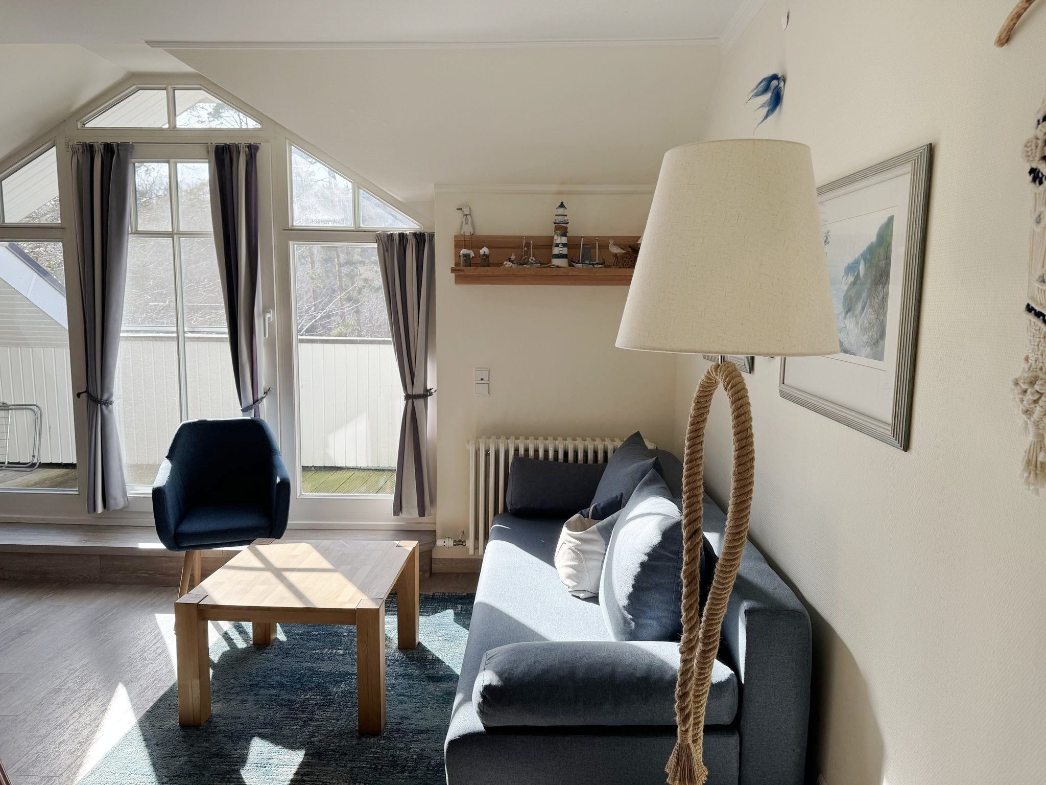 Dünenpark Binz Komfort Ferienwohnung mit 1 Schlafzimmer und Balkon im Dachgeschoss (282) Insel Rügen - Wohnzimmer