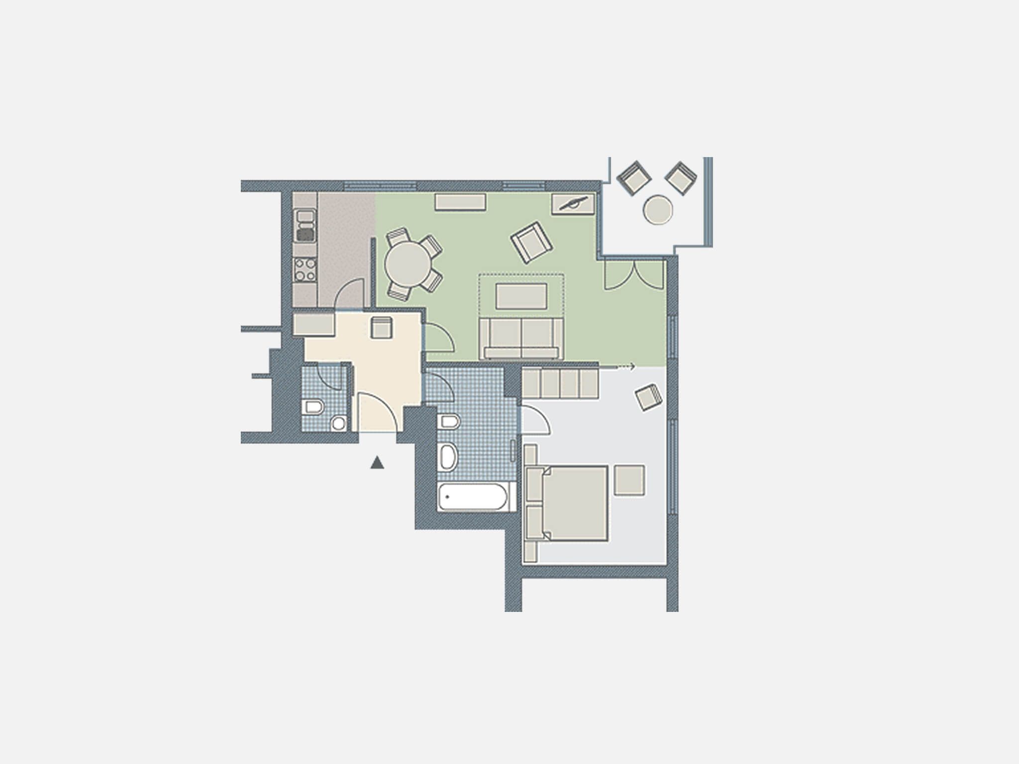Kaiservillen Heringsdorf Ferienwohnung mit 1 Schlafzimmer und Balkon (D133) Insel Usedom - Grundriss