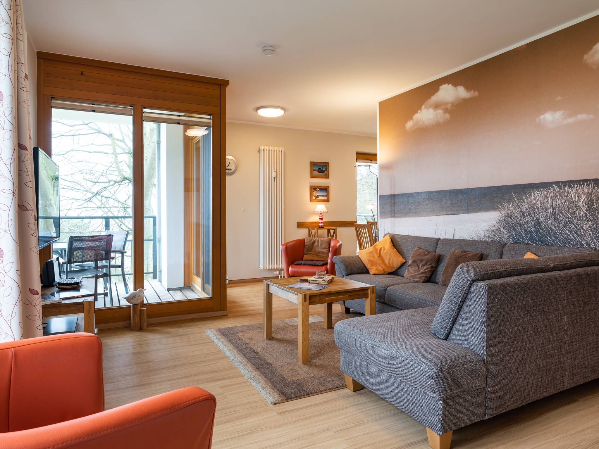 Kaiservillen Heringsdorf Ferienwohnung mit 2 Schlafzimmern und Balkon (D212) Insel Usedom - Wohnzimmer