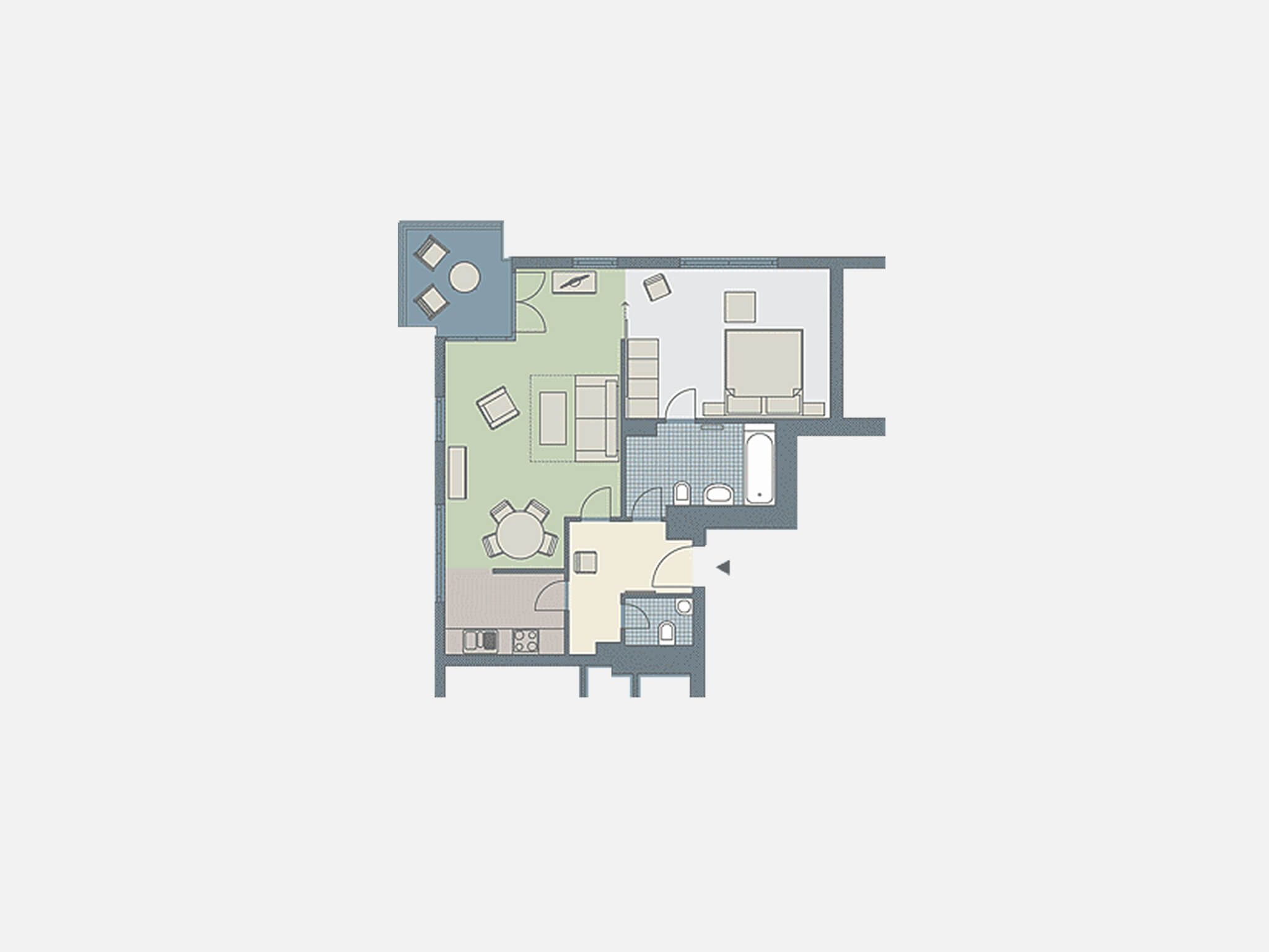 Kaiservillen Heringsdorf Ferienwohnung mit 1 Schlafzimmer und Balkon (D233) Insel Usedom - Grundriss