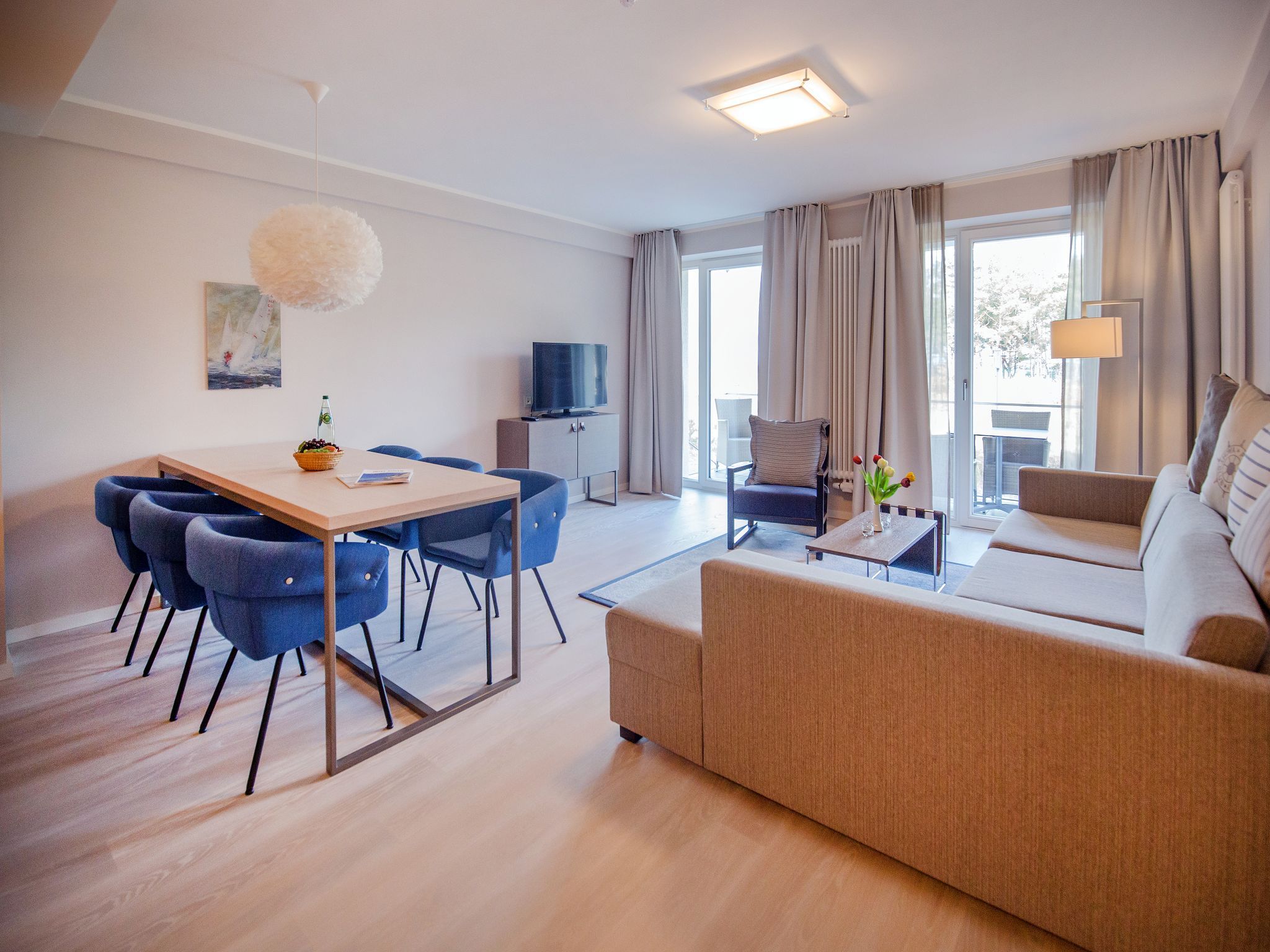 Dünenresidenz Prora Ferienwohnung mit Meerblick, 2 Schlafzimmern und Balkon (NP/107) Insel Rügen - Wohnzimmer