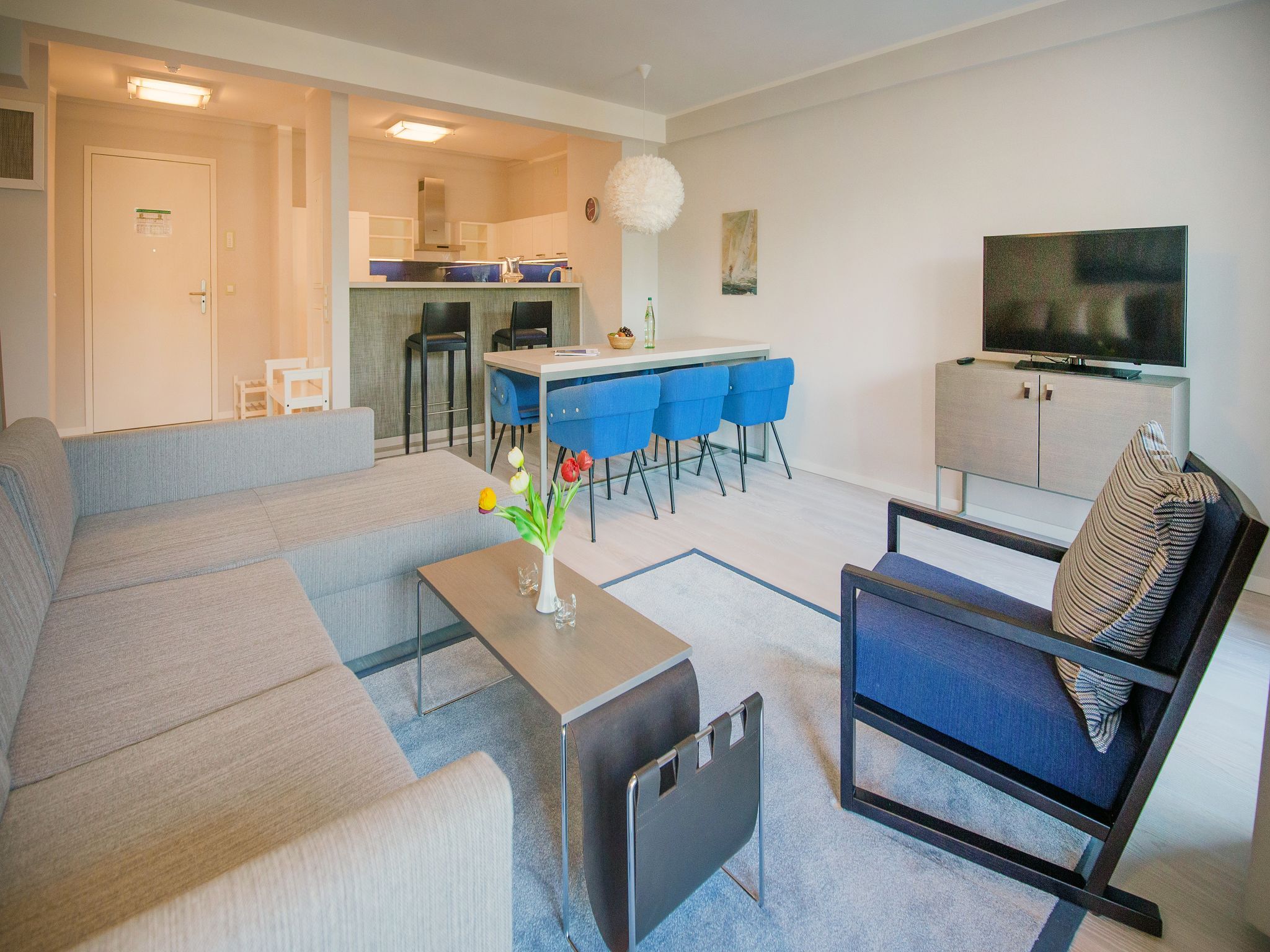 Dünenresidenz Prora Ferienwohnung mit Meerblick, 2 Schlafzimmern und Balkon (NP/107) Insel Rügen - Wohnzimmer