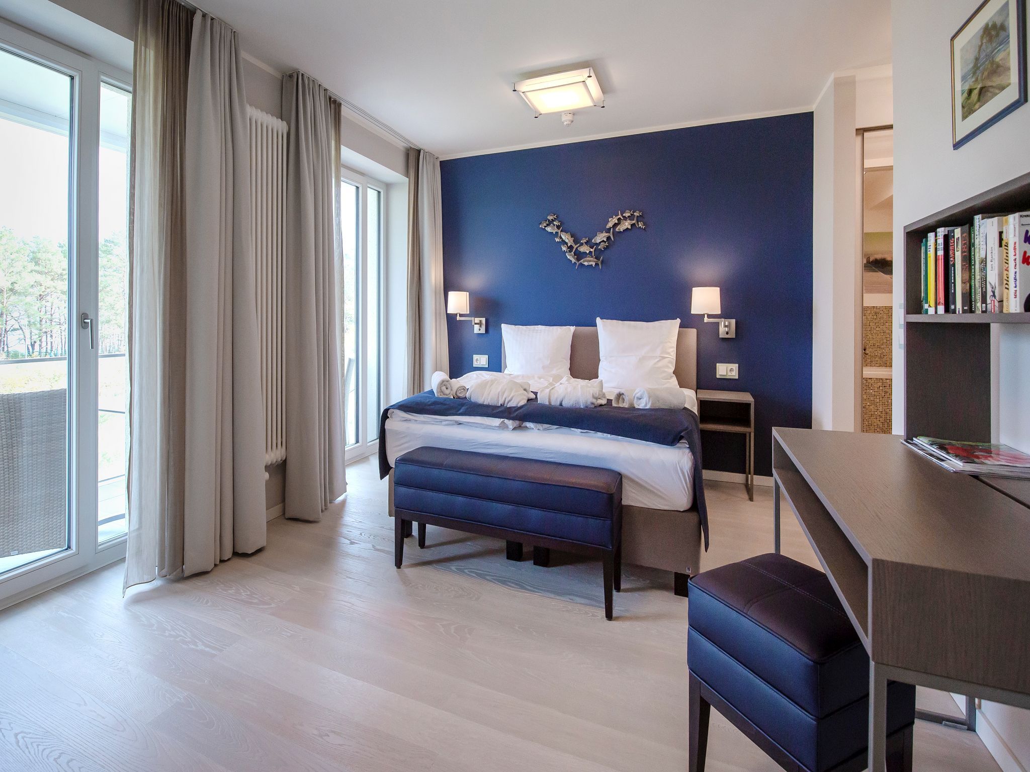 Dünenresidenz Prora Ferienwohnung Azur mit Meerblick, 2 Schlafzimmern und Balkon (NP/203) Insel Rügen - Schlafzimmer