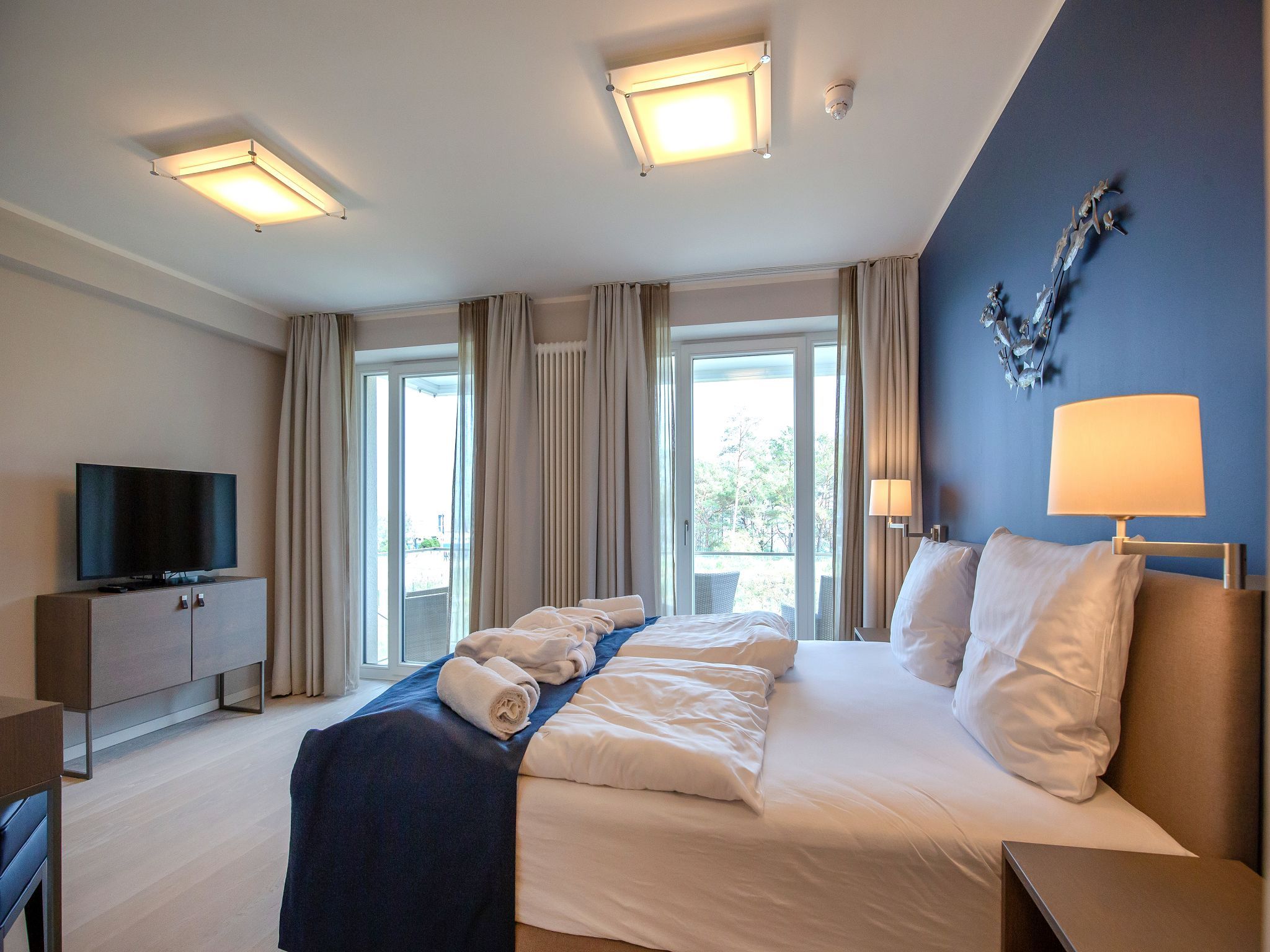Dünenresidenz Prora Ferienwohnung Azur mit Meerblick, 2 Schlafzimmern und Balkon (NP/203) Insel Rügen - Schlafzimmer