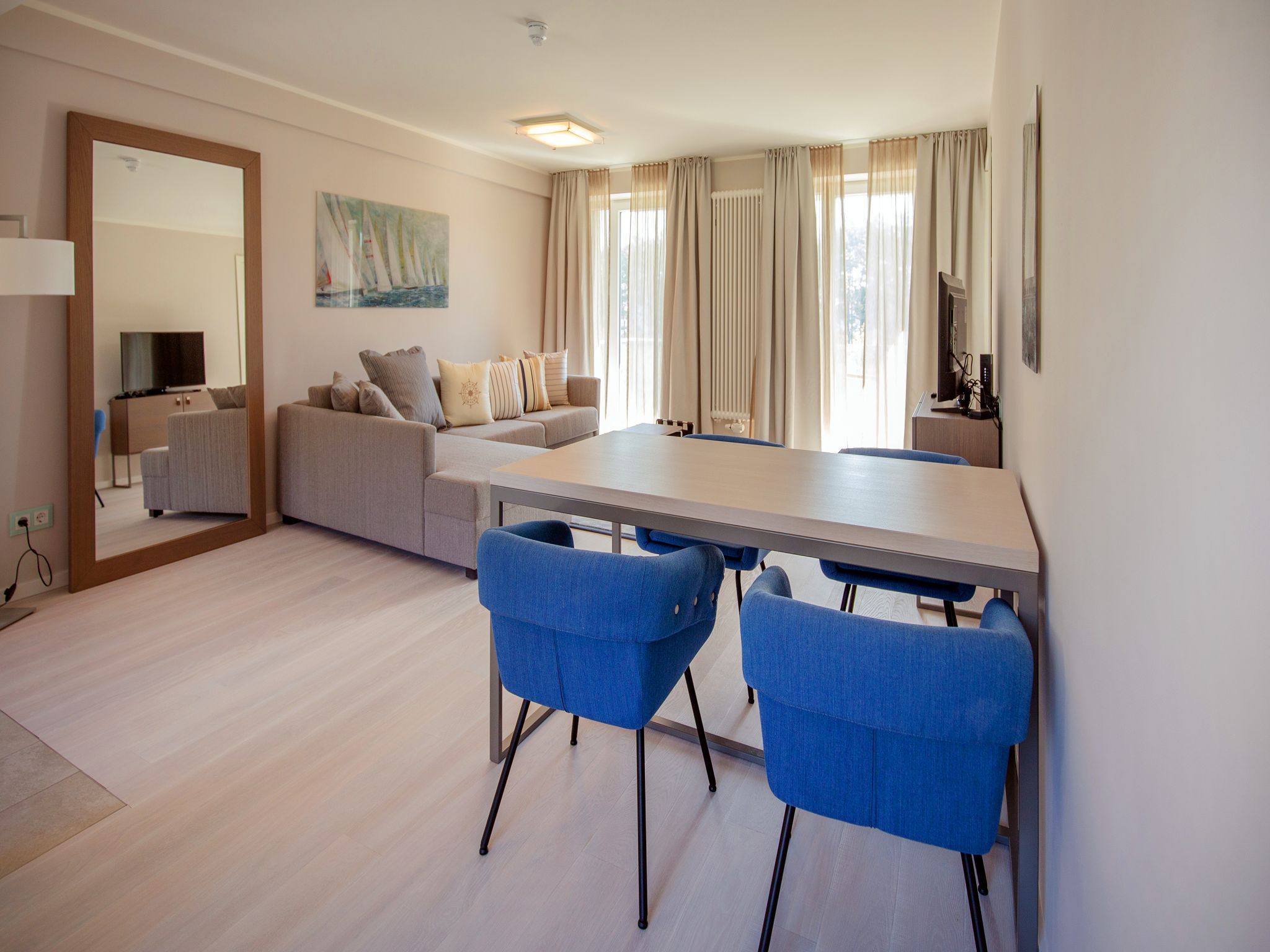 Dünenresidenz Prora Ferienwohnung mit Meerblick, 1 Schlafzimmer und Balkon (NP/212) Insel Rügen - Wohnzimmer