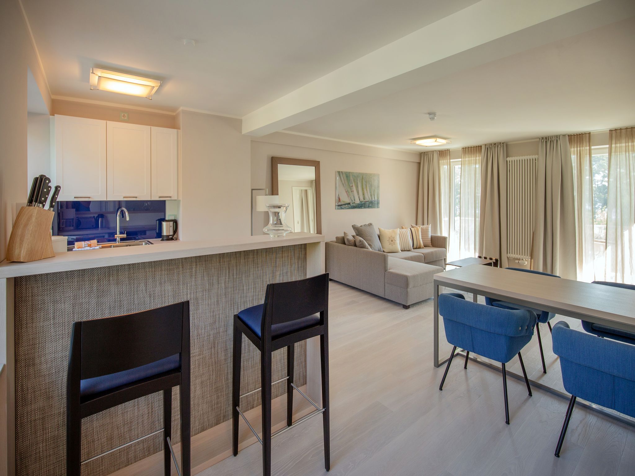 Dünenresidenz Prora Ferienwohnung mit Meerblick, 1 Schlafzimmer und Balkon (NP/212) Insel Rügen - Wohnzimmer