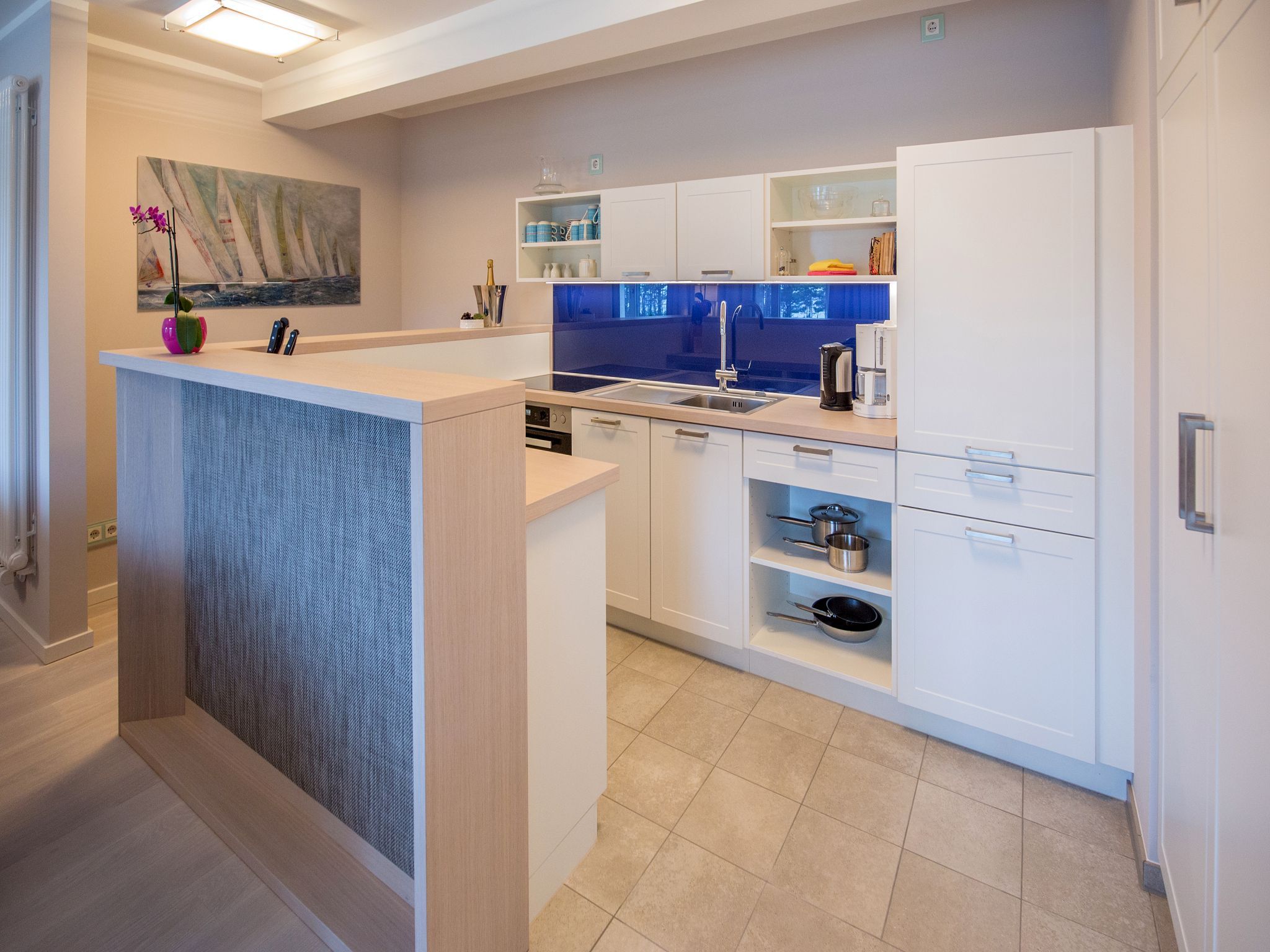 Dünenresidenz Prora Ferienwohnung mit Meerblick, 1 Schlafzimmer und Balkon (NP/213) Insel Rügen - Küche / Küchenzeile