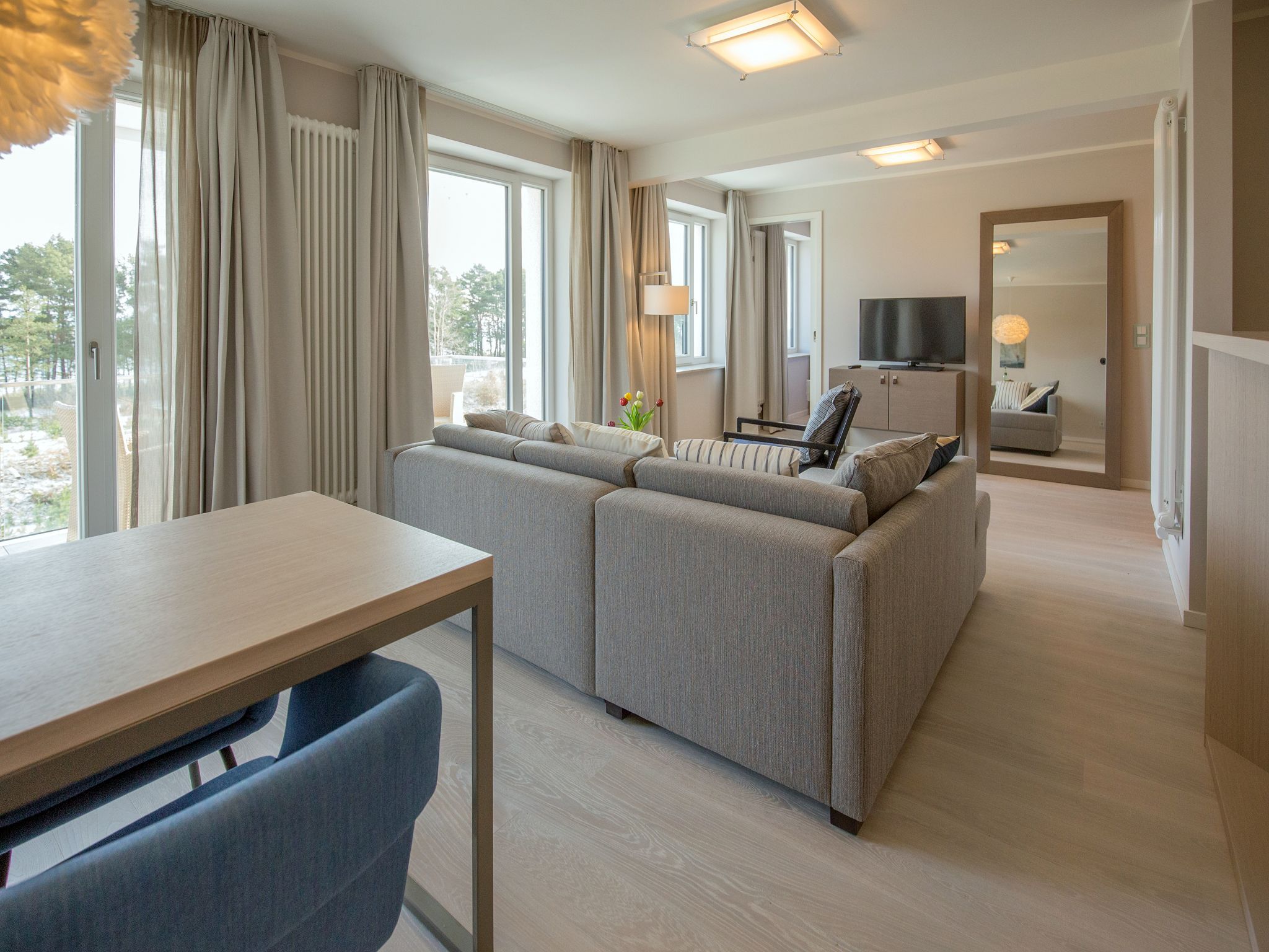 Dünenresidenz Prora Ferienwohnung mit Meerblick, 1 Schlafzimmer und Balkon (NP/308) Insel Rügen - Wohnzimmer