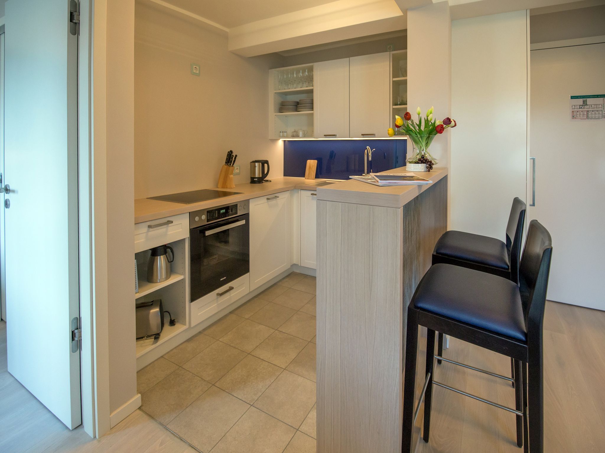 Dünenresidenz Prora Ferienwohnung mit Meerblick, 1 Schlafzimmer und Balkon (NP/310) Insel Rügen - Küche / Küchenzeile