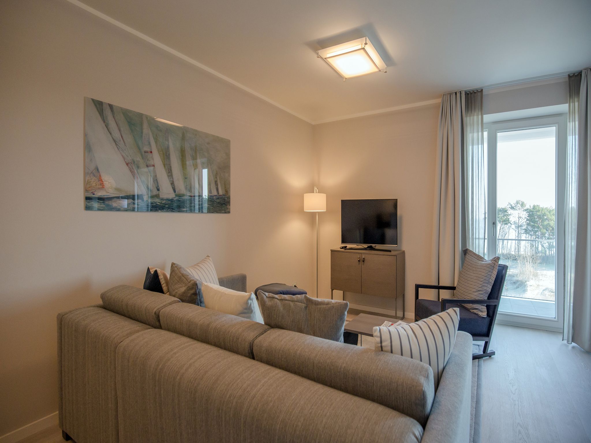 Dünenresidenz Prora Ferienwohnung mit Meerblick, 1 Schlafzimmer und Balkon (NP/401) Insel Rügen - Wohnzimmer
