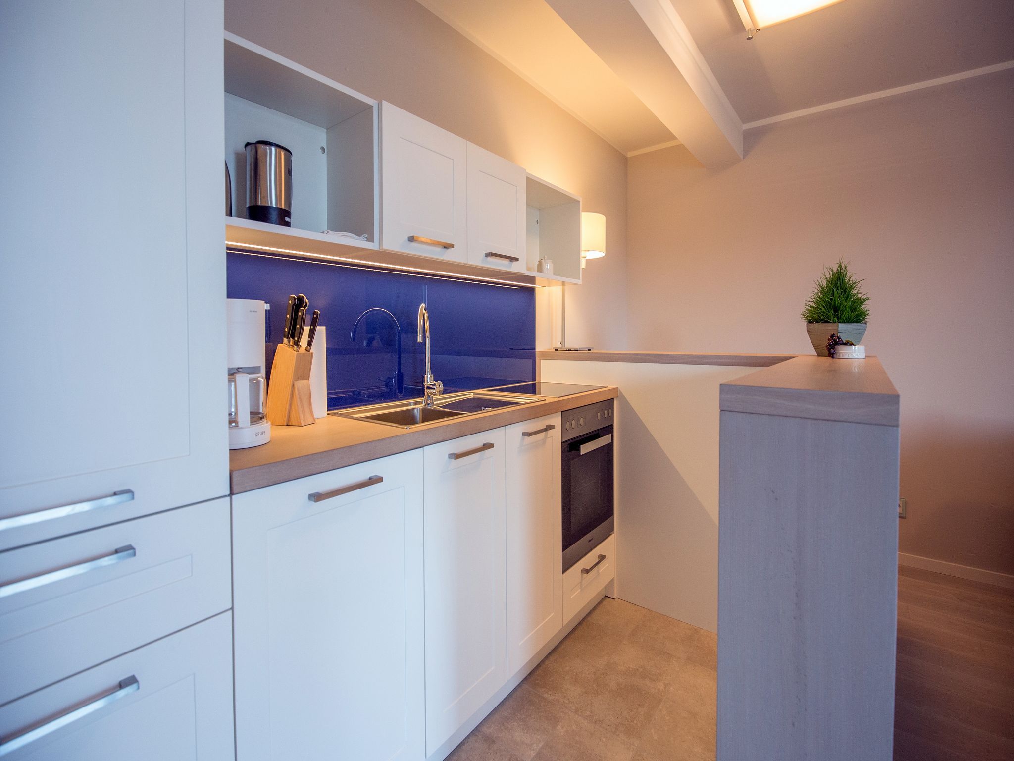 Dünenresidenz Prora Ferienwohnung mit Meerblick, 1 Schlafzimmer und Balkon (NP/401) Insel Rügen - Küche / Küchenzeile