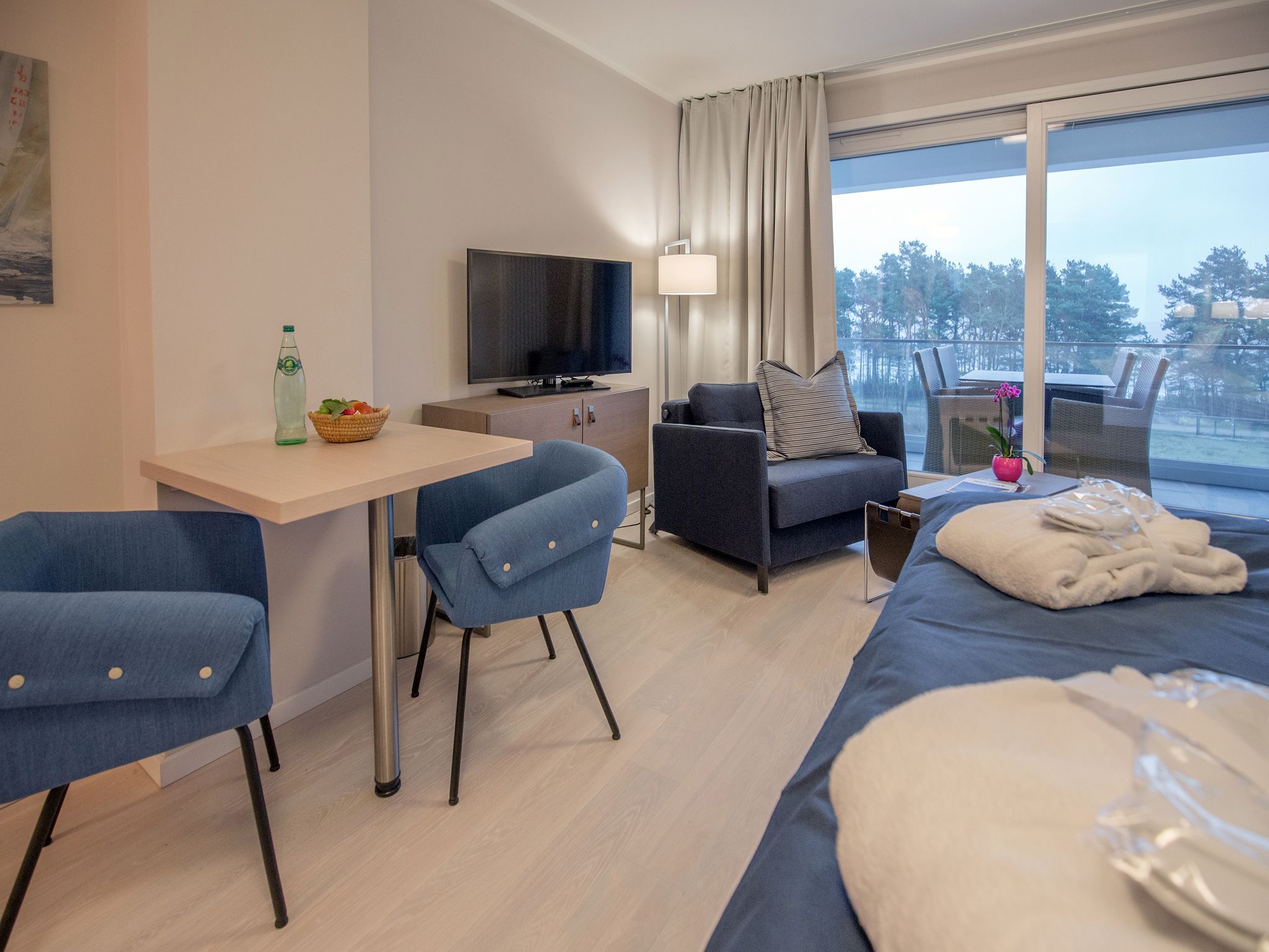 Dünenresidenz Prora 1-Raum-Ferienwohnung mit Meerblick, 1 Schlafzimmer und Balkon (NP/416) Insel Rügen - Schlafzimmer