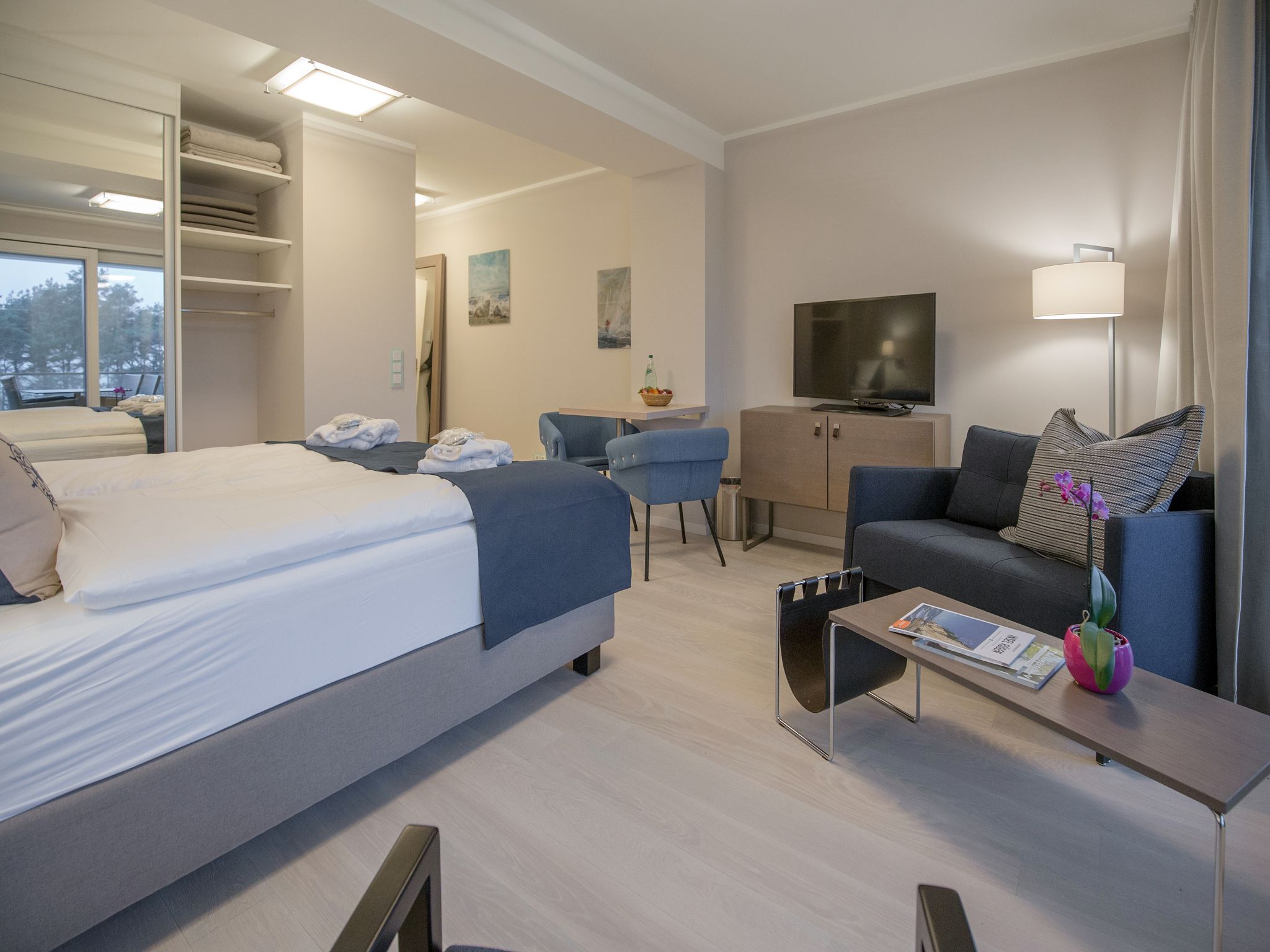 Dünenresidenz Prora 1-Raum-Ferienwohnung mit Meerblick, 1 Schlafzimmer und Balkon (NP/416) Insel Rügen - Schlafzimmer