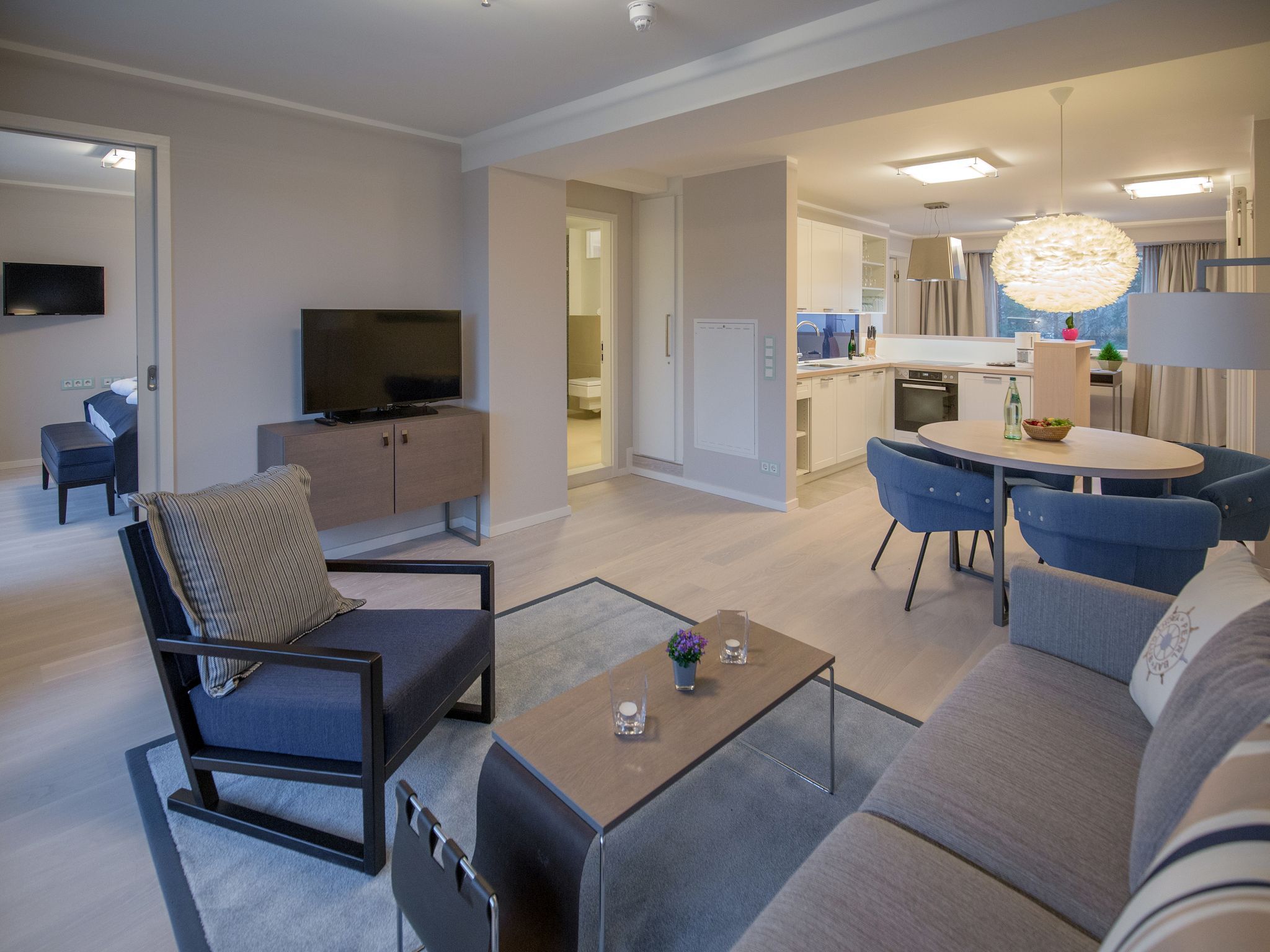 Dünenresidenz Prora Ferienwohnung mit Meerblick, 2 Schlafzimmern und Balkon (NP/417) Insel Rügen - Wohnzimmer