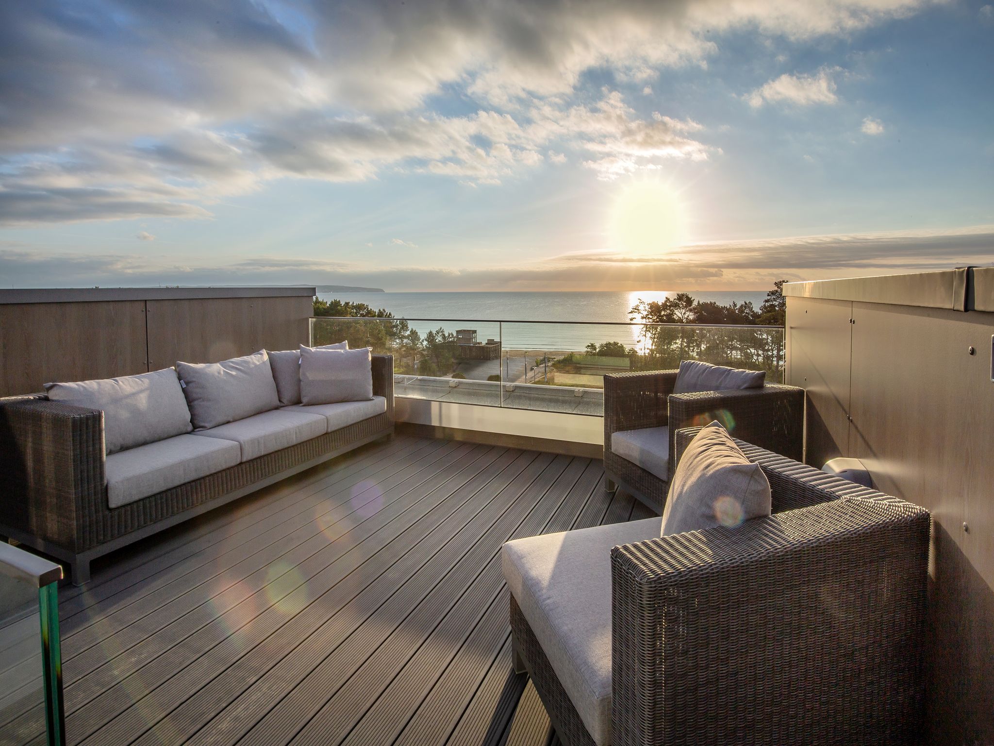 Dünenresidenz Prora Skysuite mit freiem Meerblick, Dachterrasse und Balkon (NP/502) Insel Rügen - Terrasse