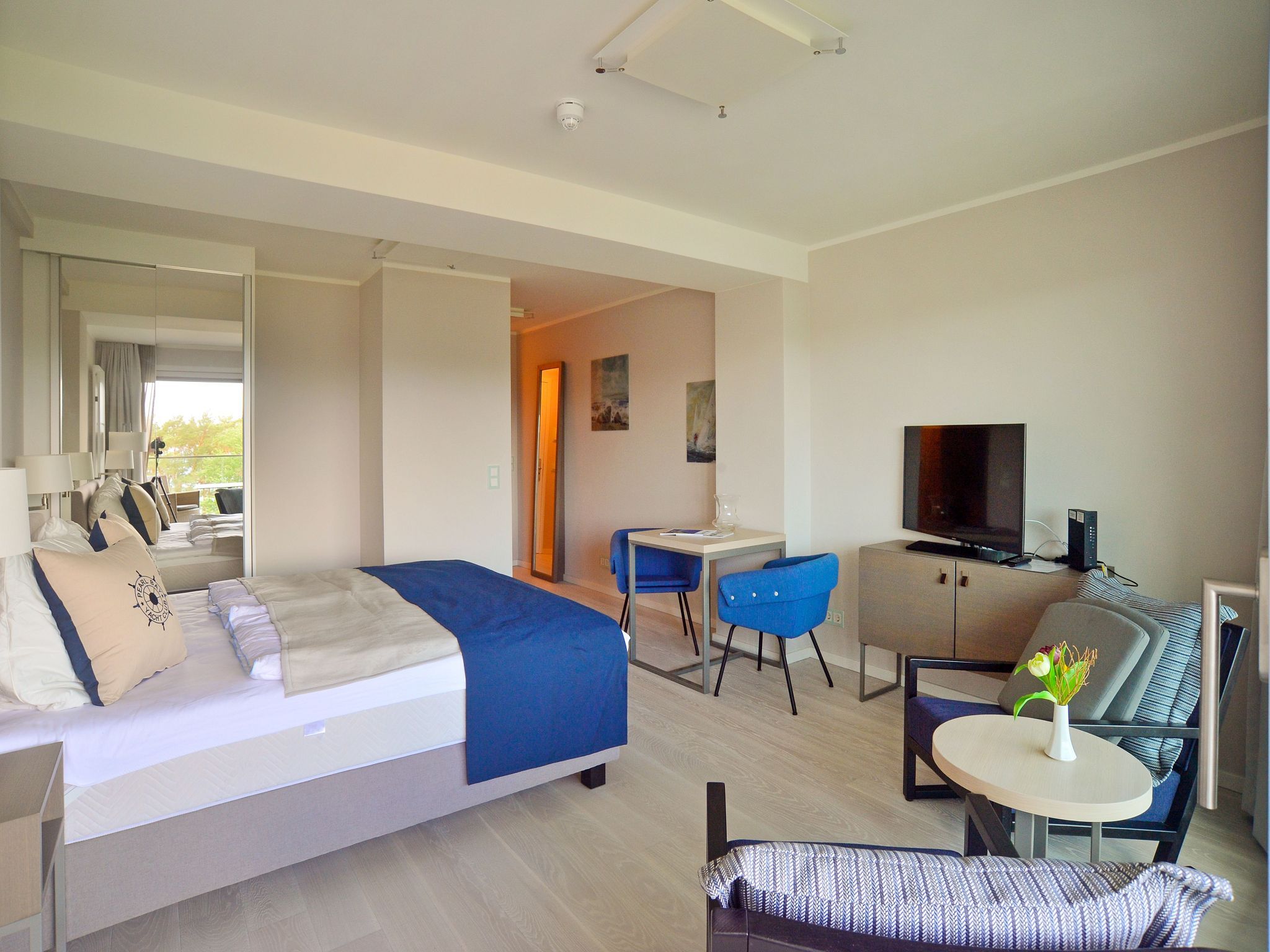 Dünenresidenz Prora 1-Raum-Ferienwohnung mit Meerblick, 1 Schlafzimmer und Balkon (NP/515) Insel Rügen - Schlafzimmer