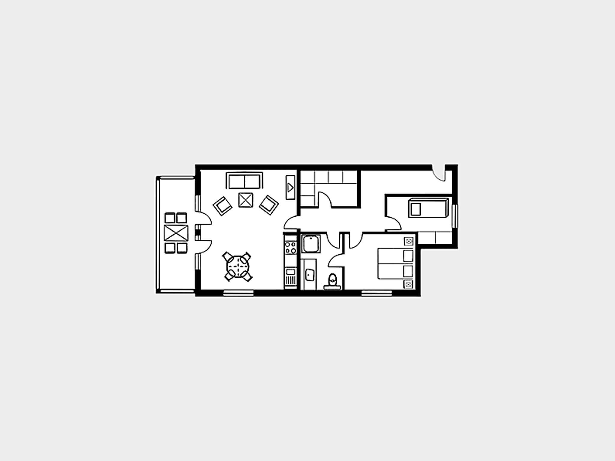 Strandvillen Binz Ferienwohnung mit 2 Schlafzimmern und Balkon (AH/720) Insel Rügen - Grundriss