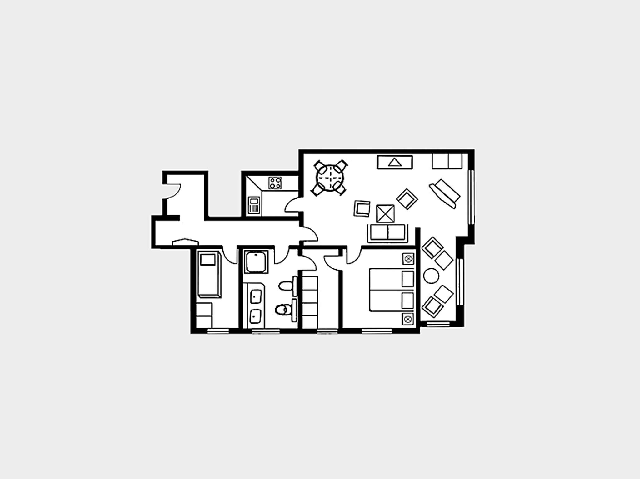Strandvillen Binz Ferienwohnung mit Meerblick und 2 Schlafzimmern (SV/559) Insel Rügen - Grundriss